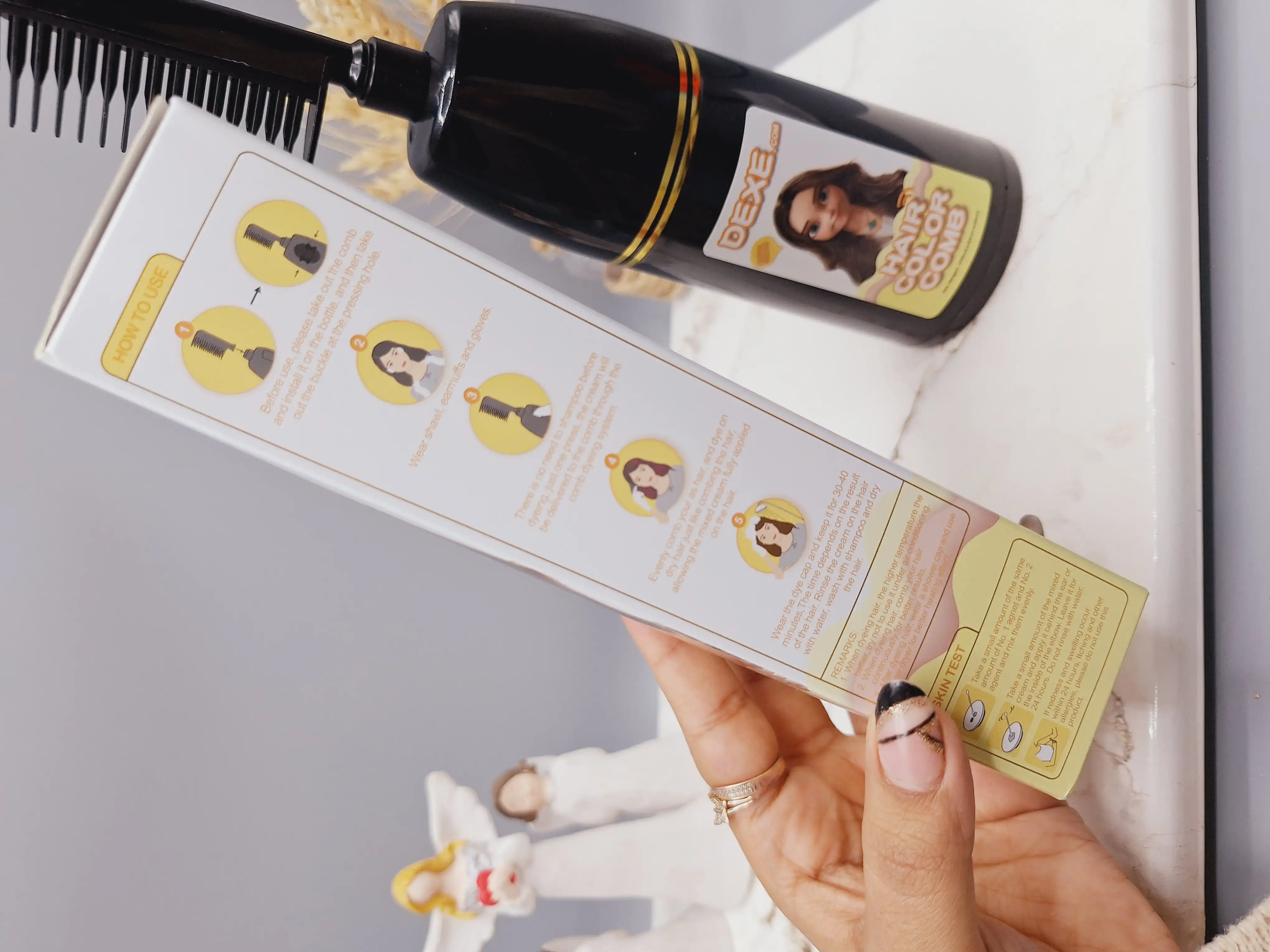 شانه رنگ مو رنگ نسکافه ای طبیعی برند دکسی Dexe کد 0031