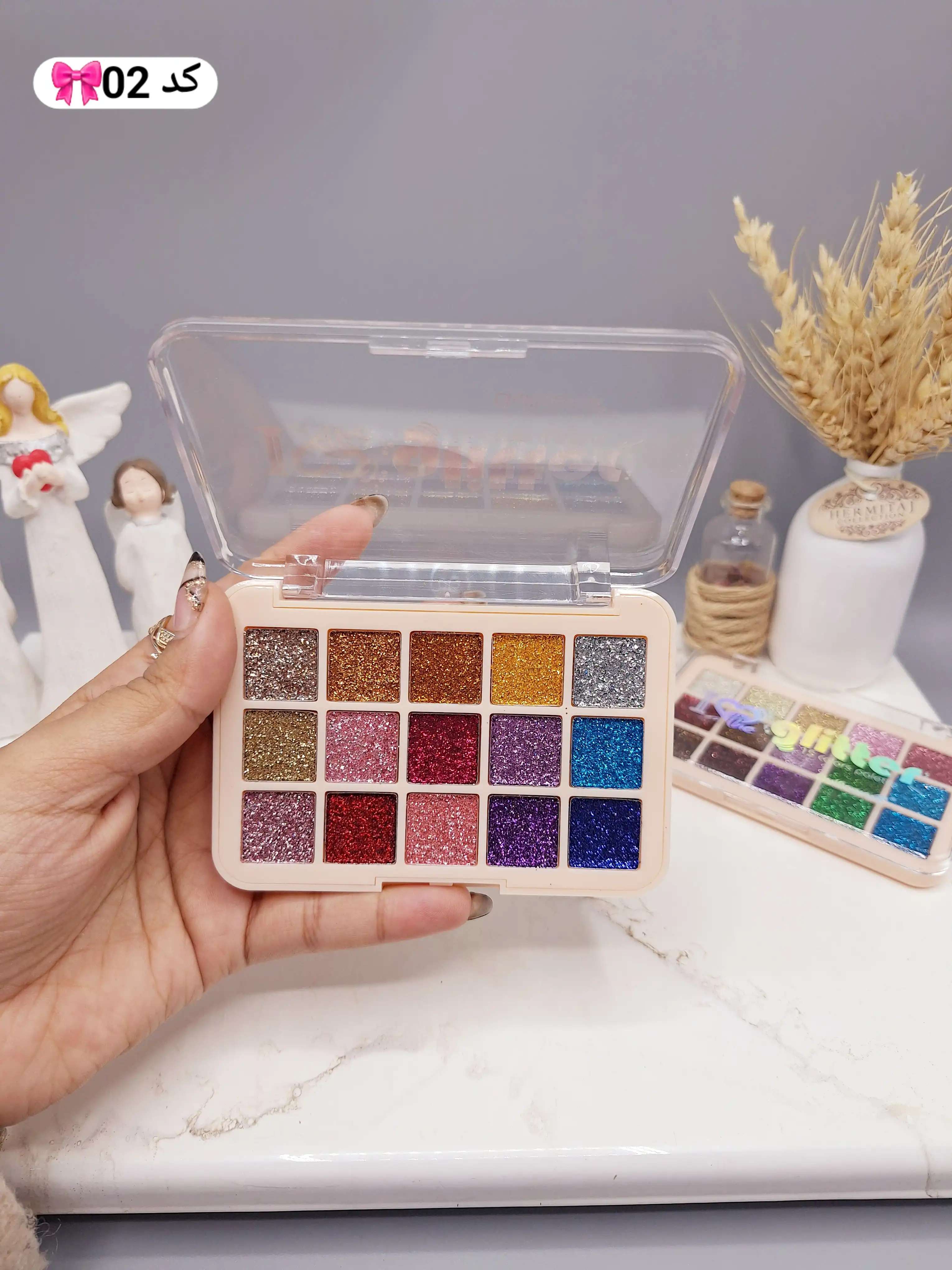 پالت گلیتر چشم 15 رنگ زیبا برند Gulflower کد 403