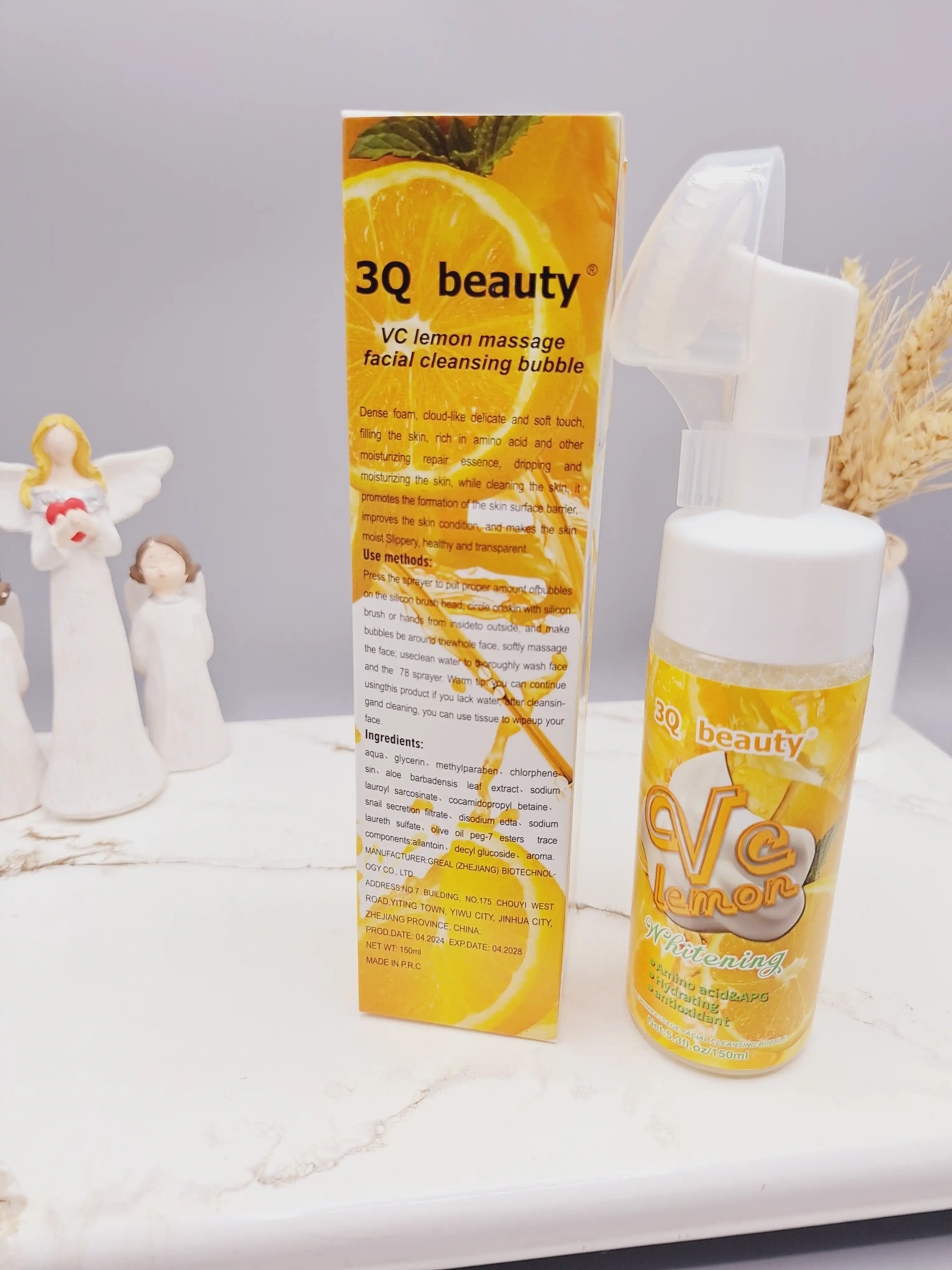 فوم حبابی براش دار لیمو دارای سفیدی پوست و آمینو اسید برند 30 beauty کد 4113