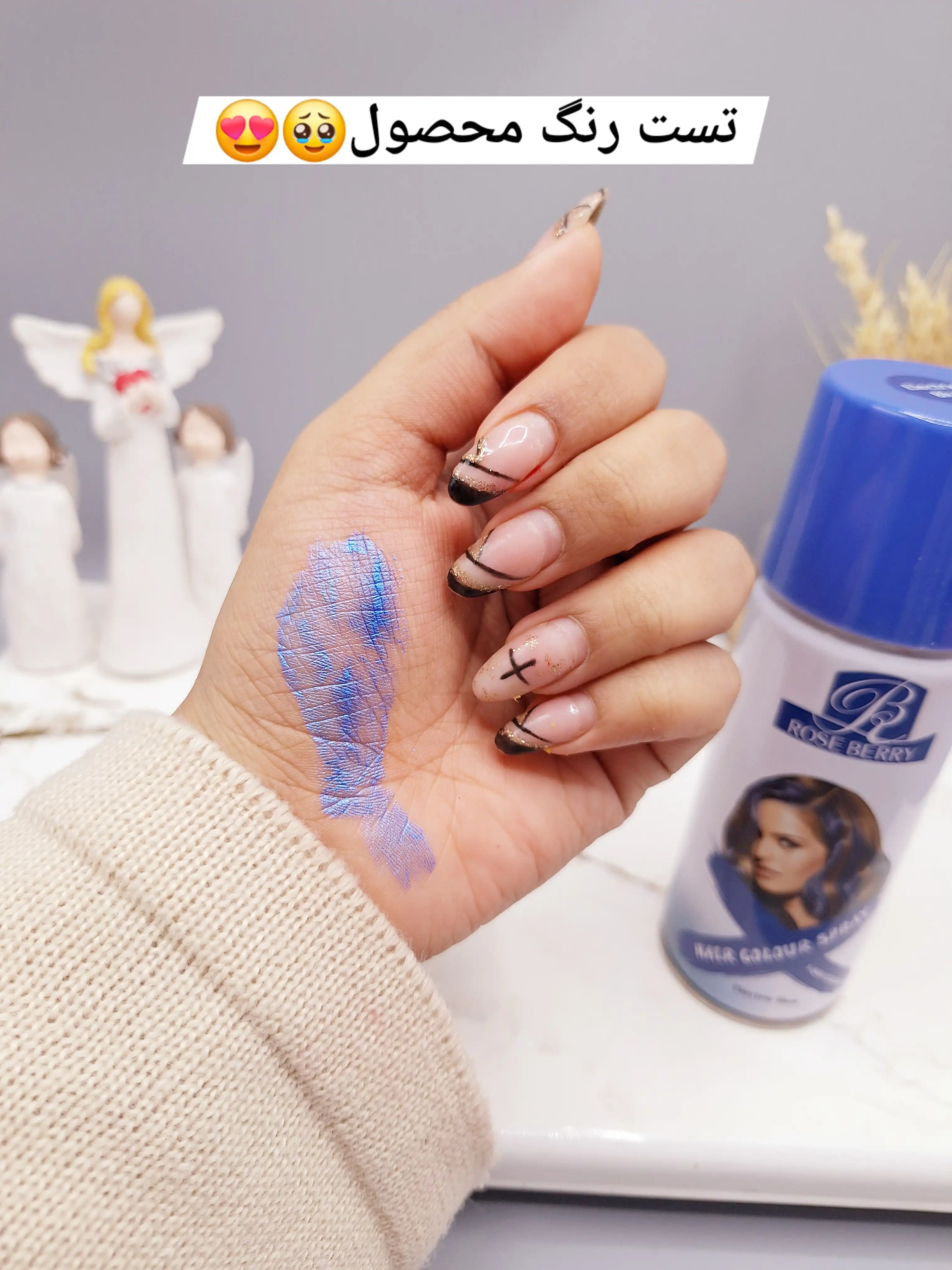 اسپری رنگ مو آبی پر رنگ برند ROSE BERRY کد 1778