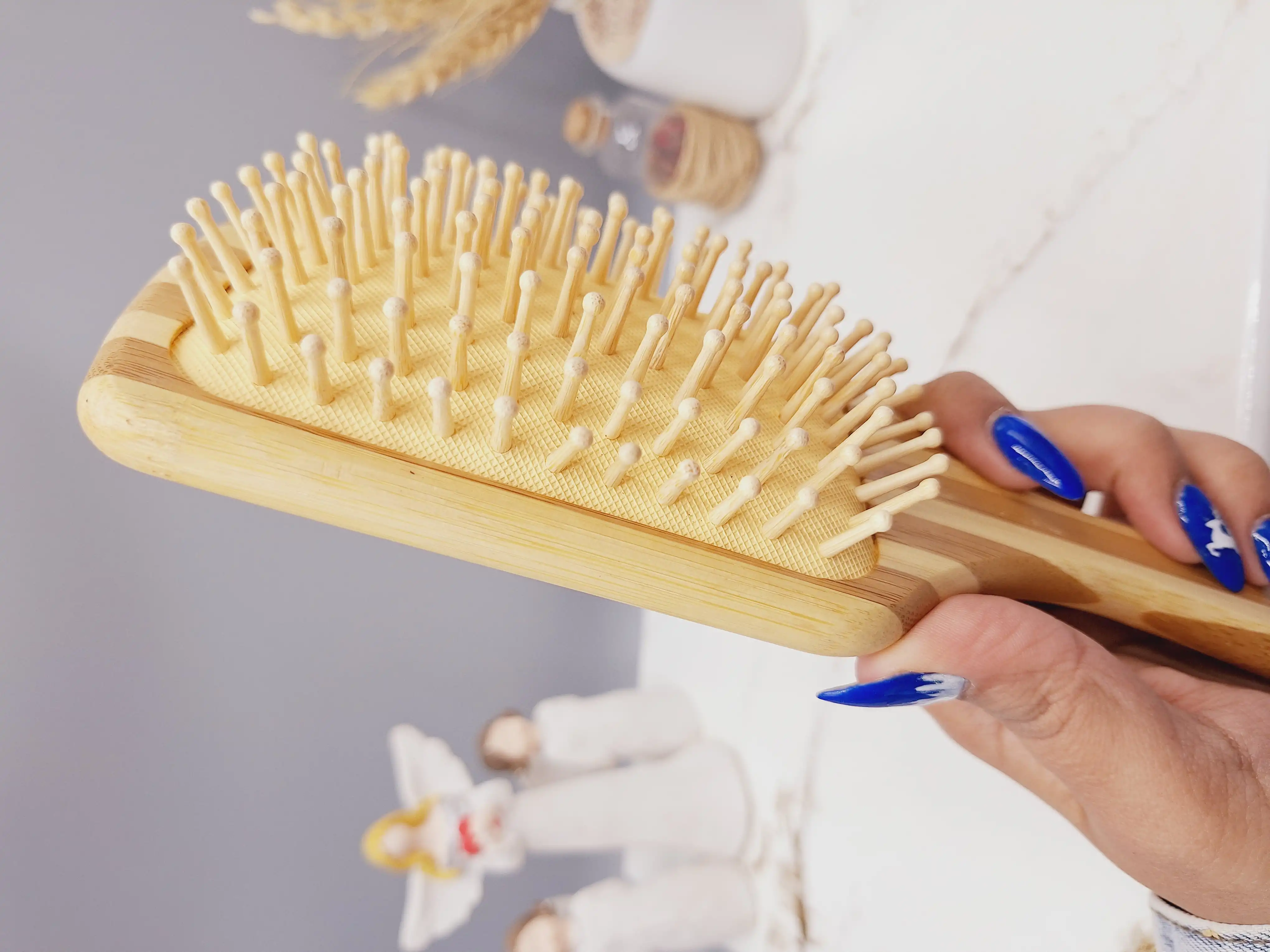 برس مو بامبو چوبی دو رنگ