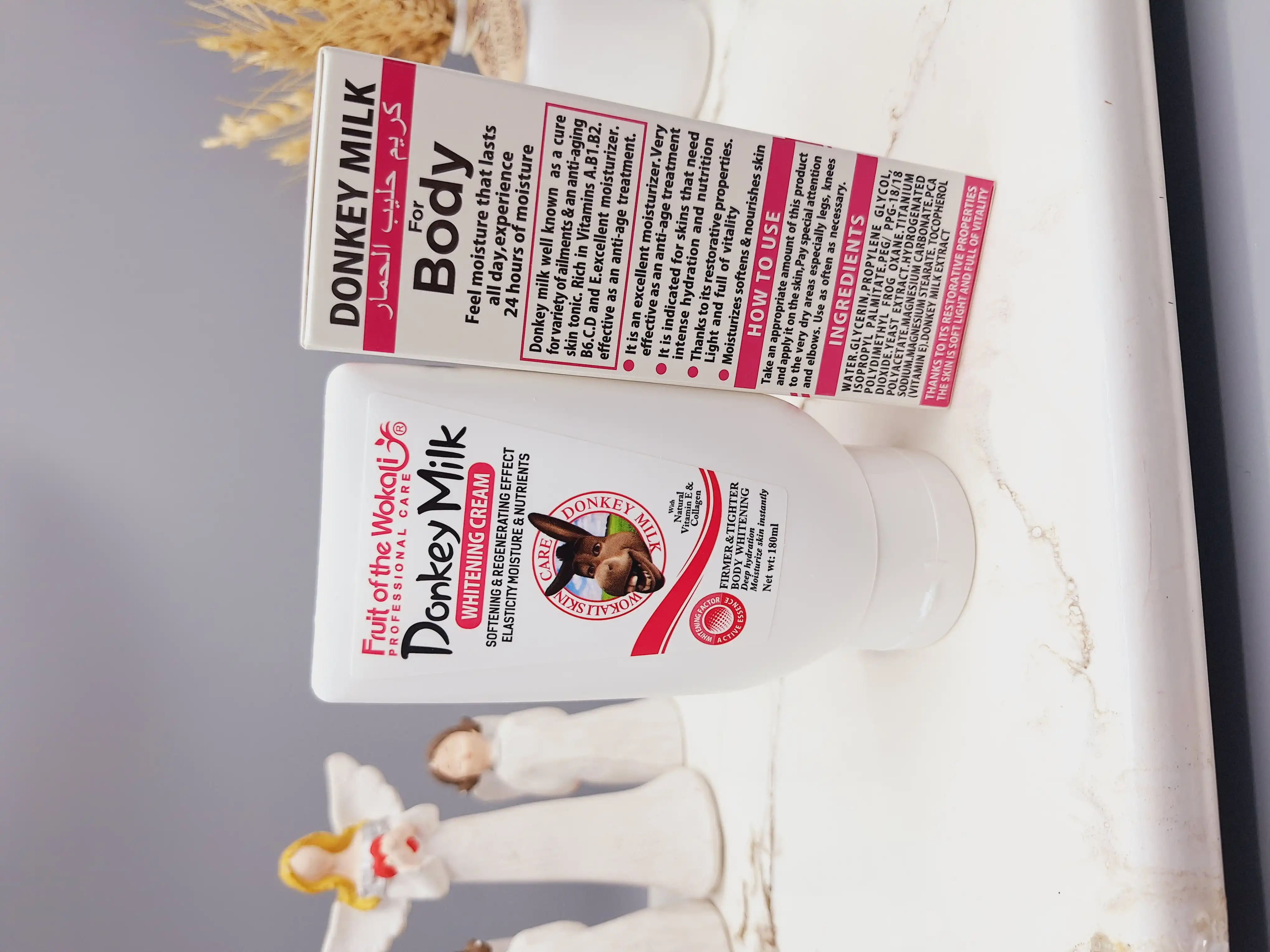 کرم سفید کننده و مرطوب کننده شیر الاغ صورت و بدن تا چندین درجه برند وکالی اصلی حجم 180 میل صورتی کد HA-3046