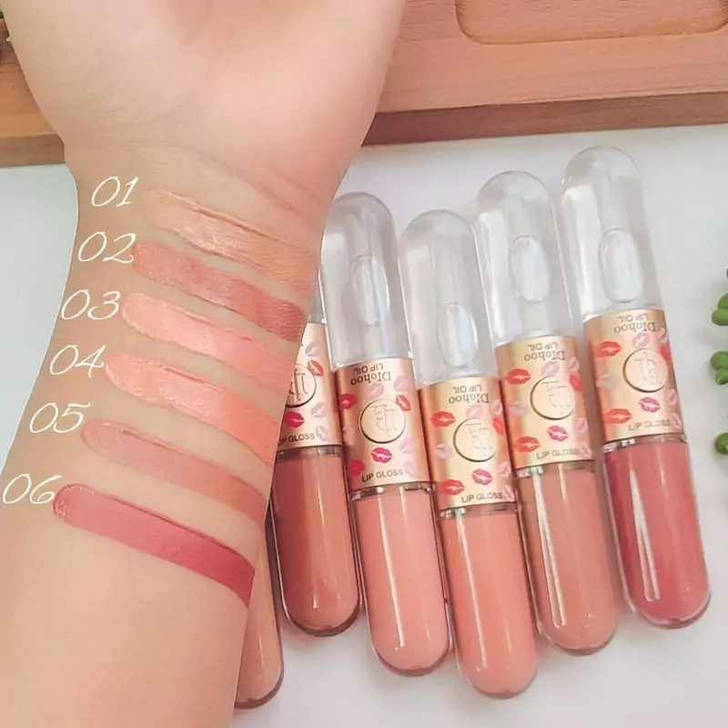 پک 6 تایی رژ مایع و برق لب دو سر برند Diohoo بدون پوسته شدن کد 3308