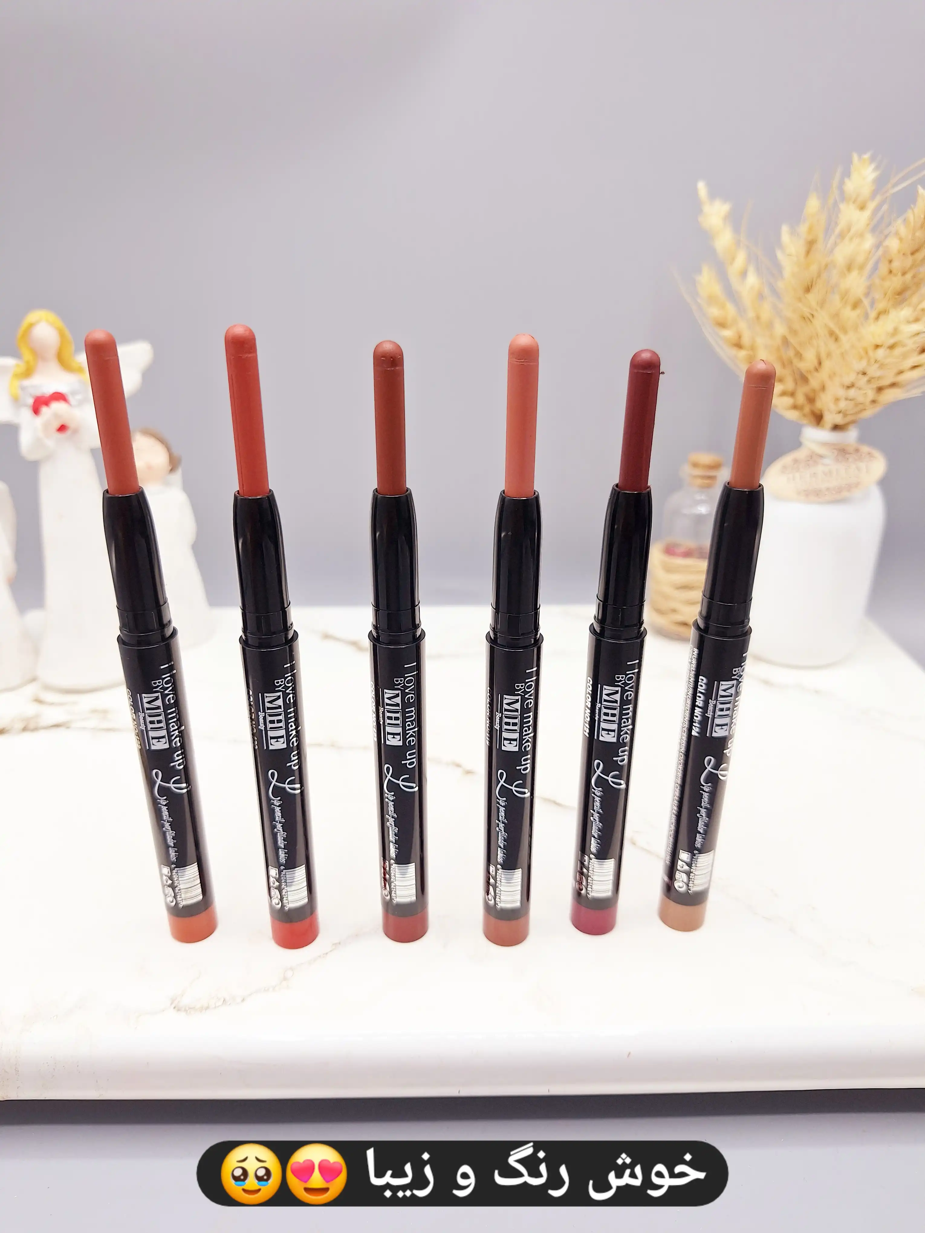 پک 6 تایی رژ لب مدادی پیچی M.H.E