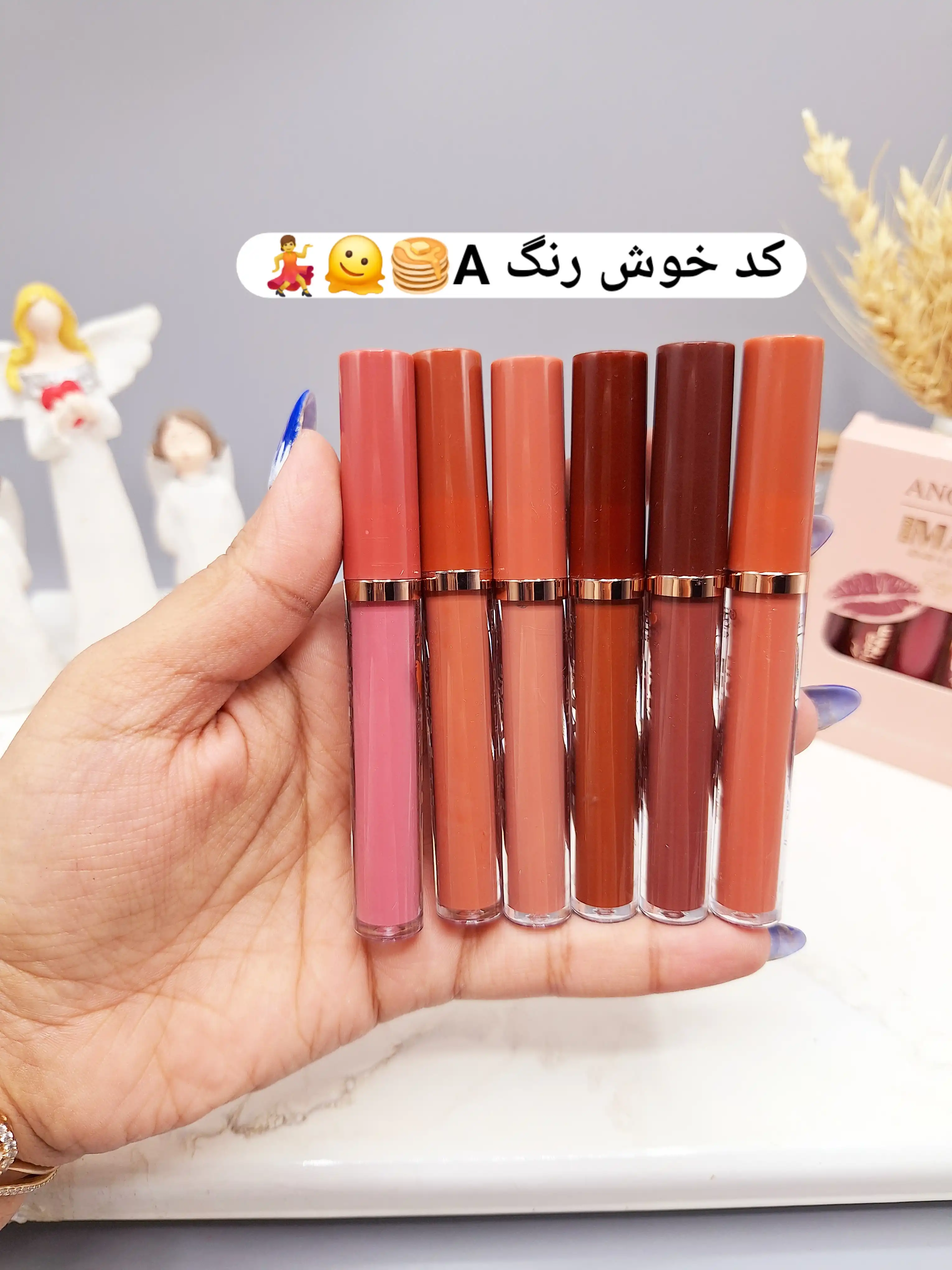 پک ۶ عددی رژلب مایع مات ۲۴ ساعته بدون سرب کیفیت عالی ANGEBROSE کد 0985