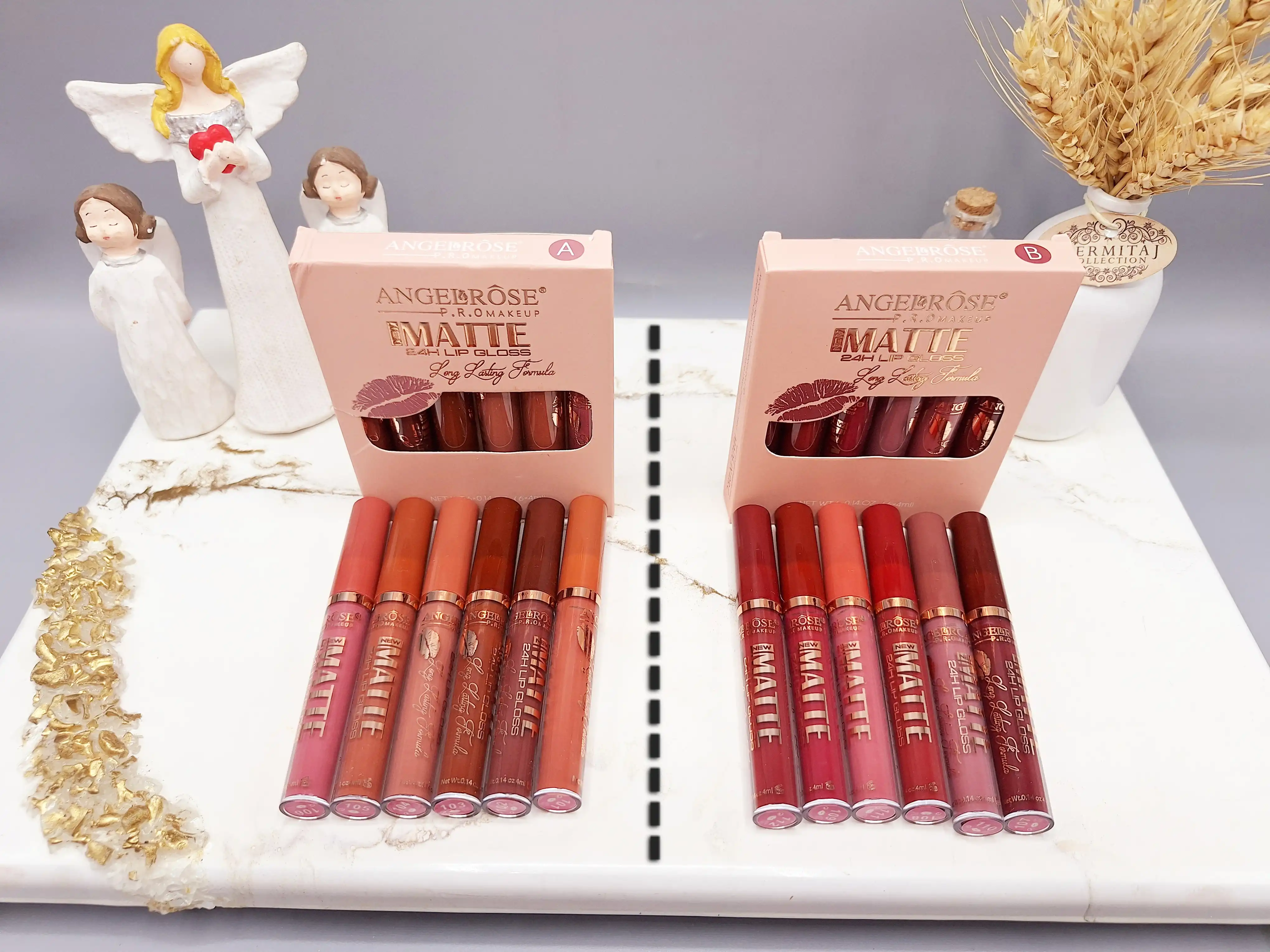 پک ۶ عددی رژلب مایع مات ۲۴ ساعته بدون سرب کیفیت عالی ANGEBROSE کد 0985