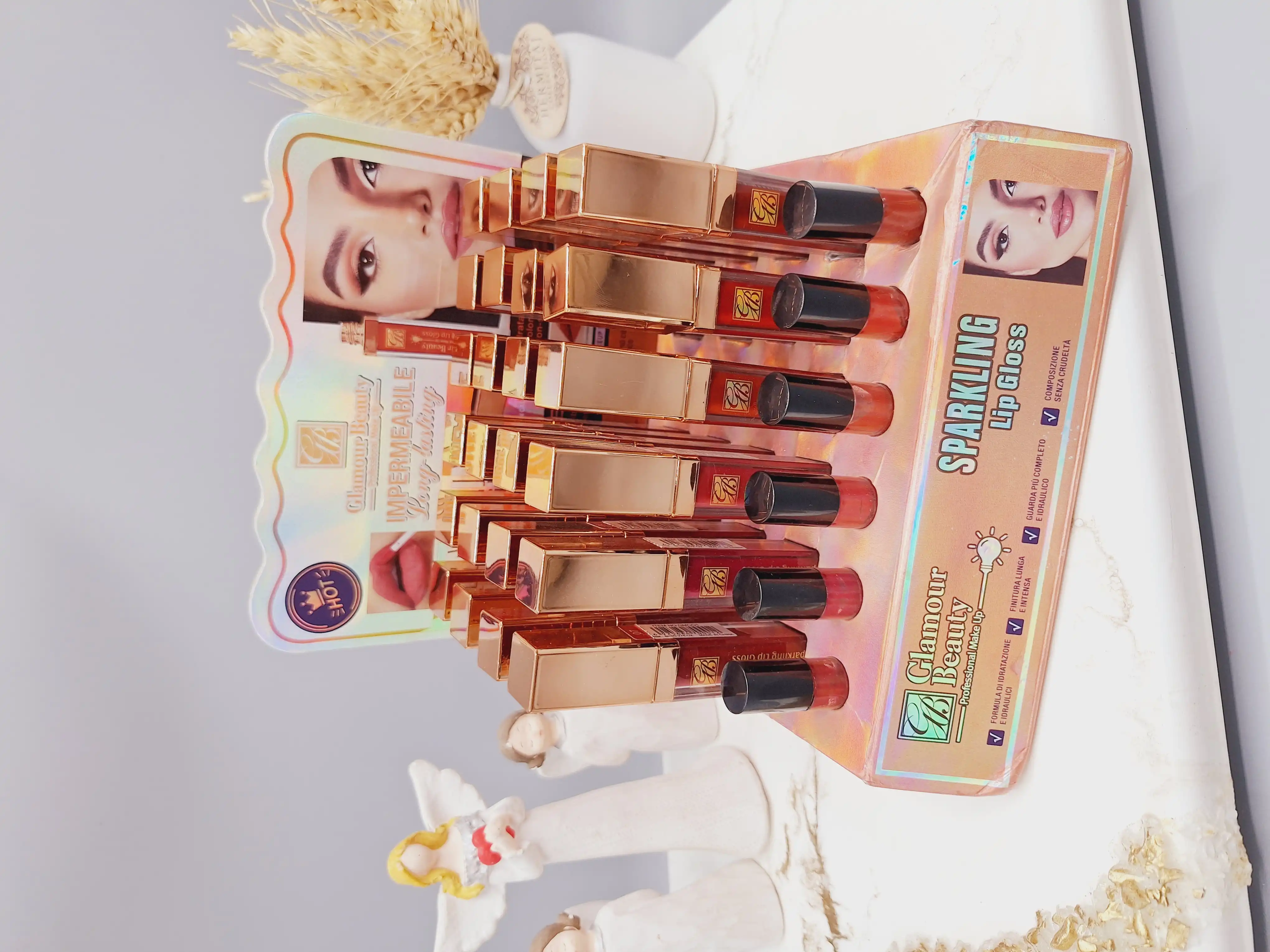 پک 6 تایی رژ مایع درخشان برند Glamour Beauty کد GM001