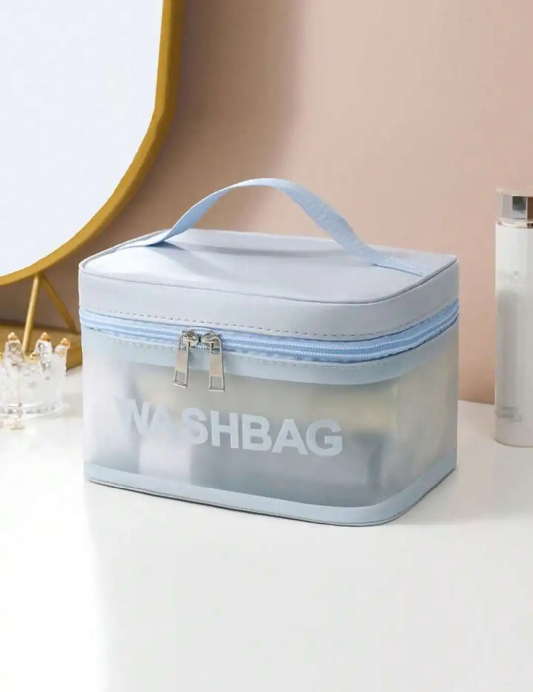 کیف آرایشی با کیفیت و جا دار (رنگ آبی)