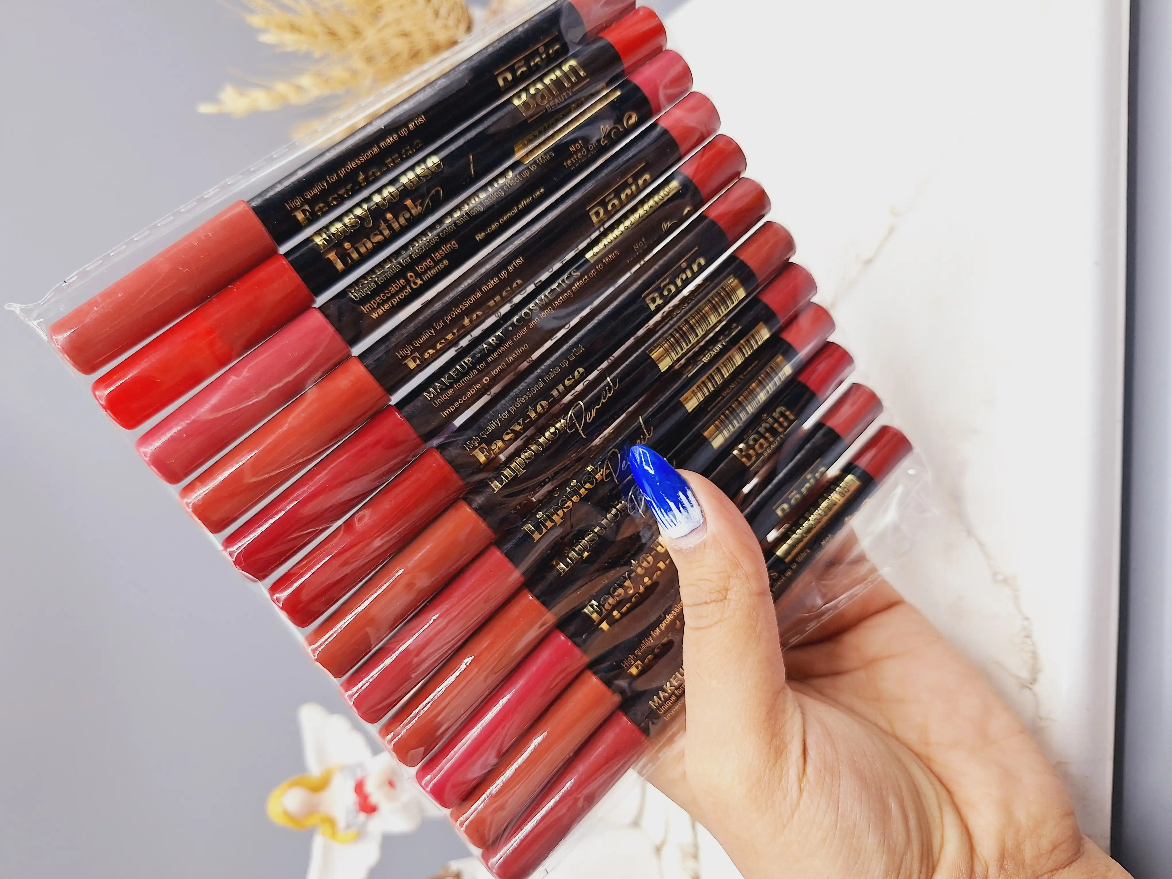 پک رژ مدادی 12 تایی برند بارین Barin (پوکه وسط مشکی)