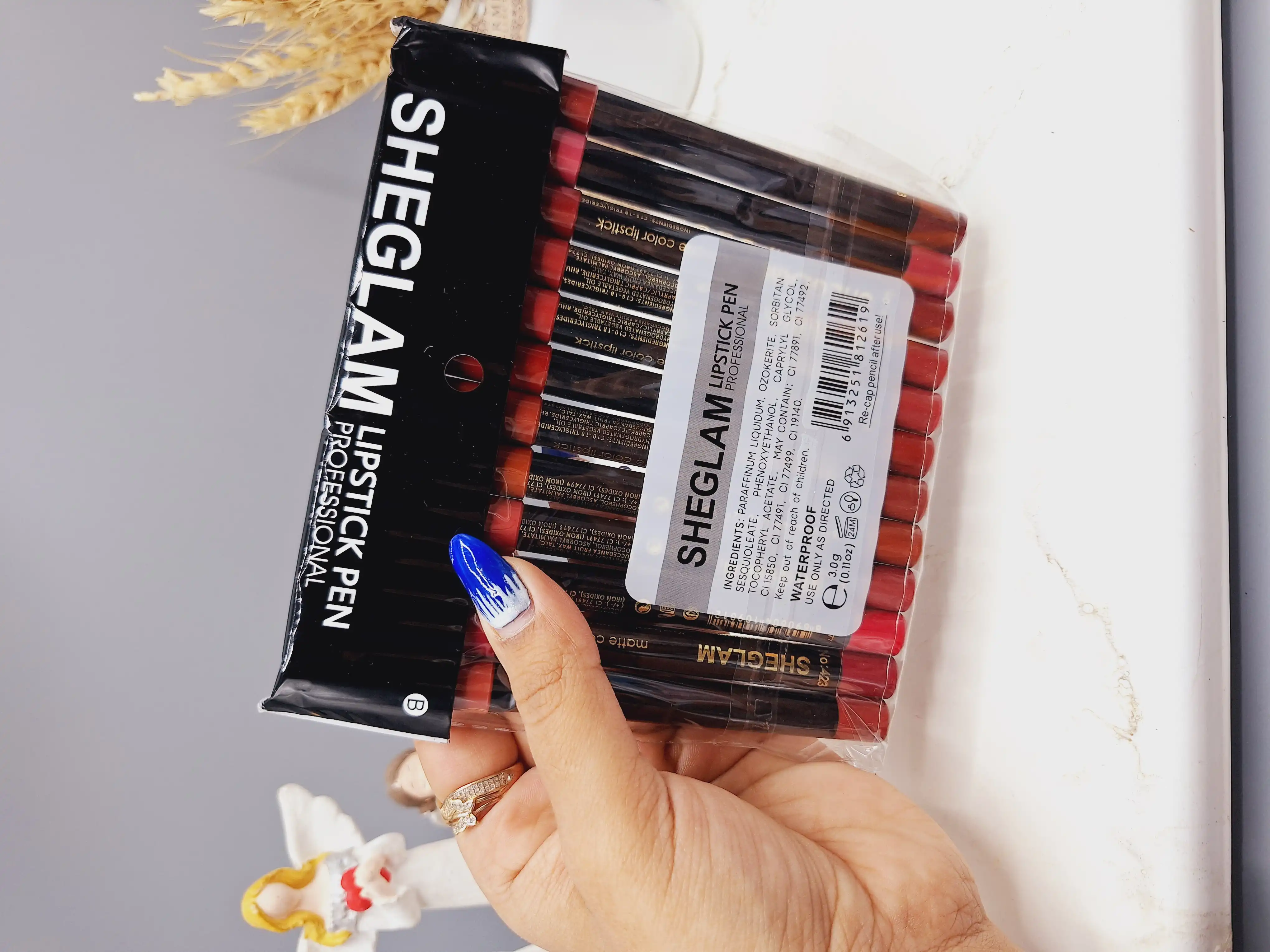 پک رژ مدادی 12 تایی برند شیگلم کد 2619 (پوکه مشکی)