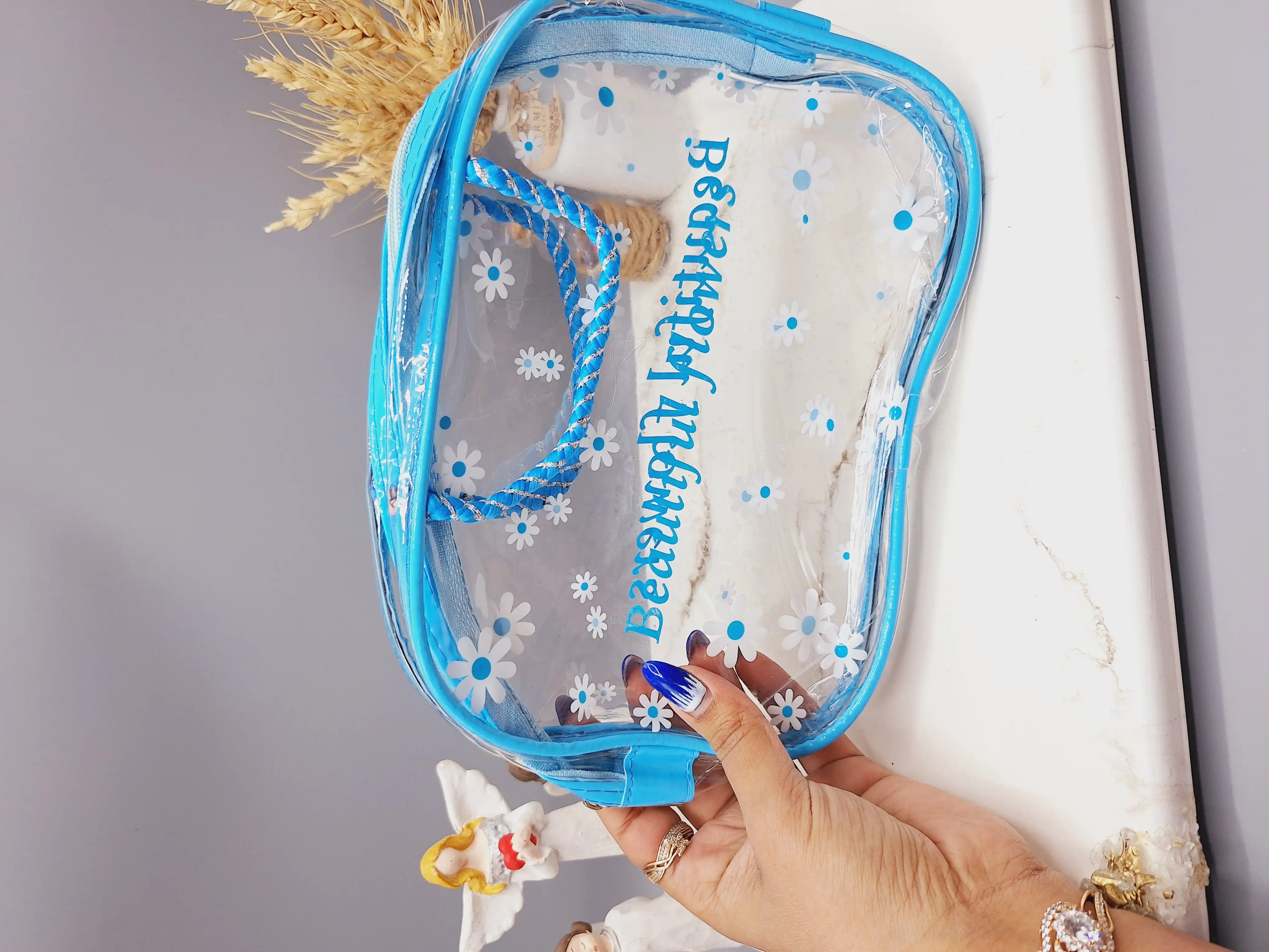 کیف آرایشی طرح بابونه زیپ فلزی جادار سایز متوسط