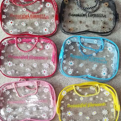 کیف آرایشی طرح بابونه زیپ فلزی جادار سایز متوسط