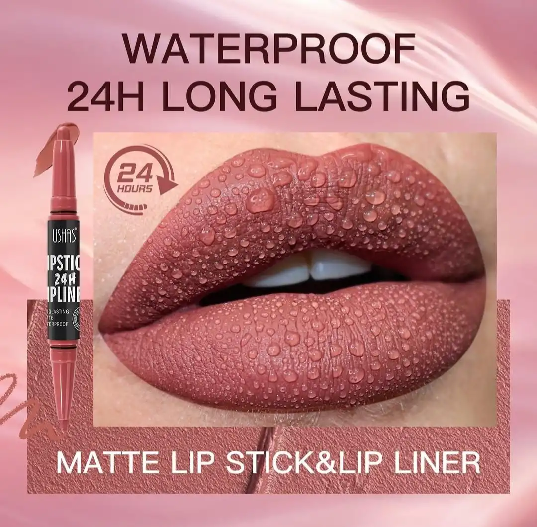 خط لب و رژ لب دو سر برند USHAS کد 023