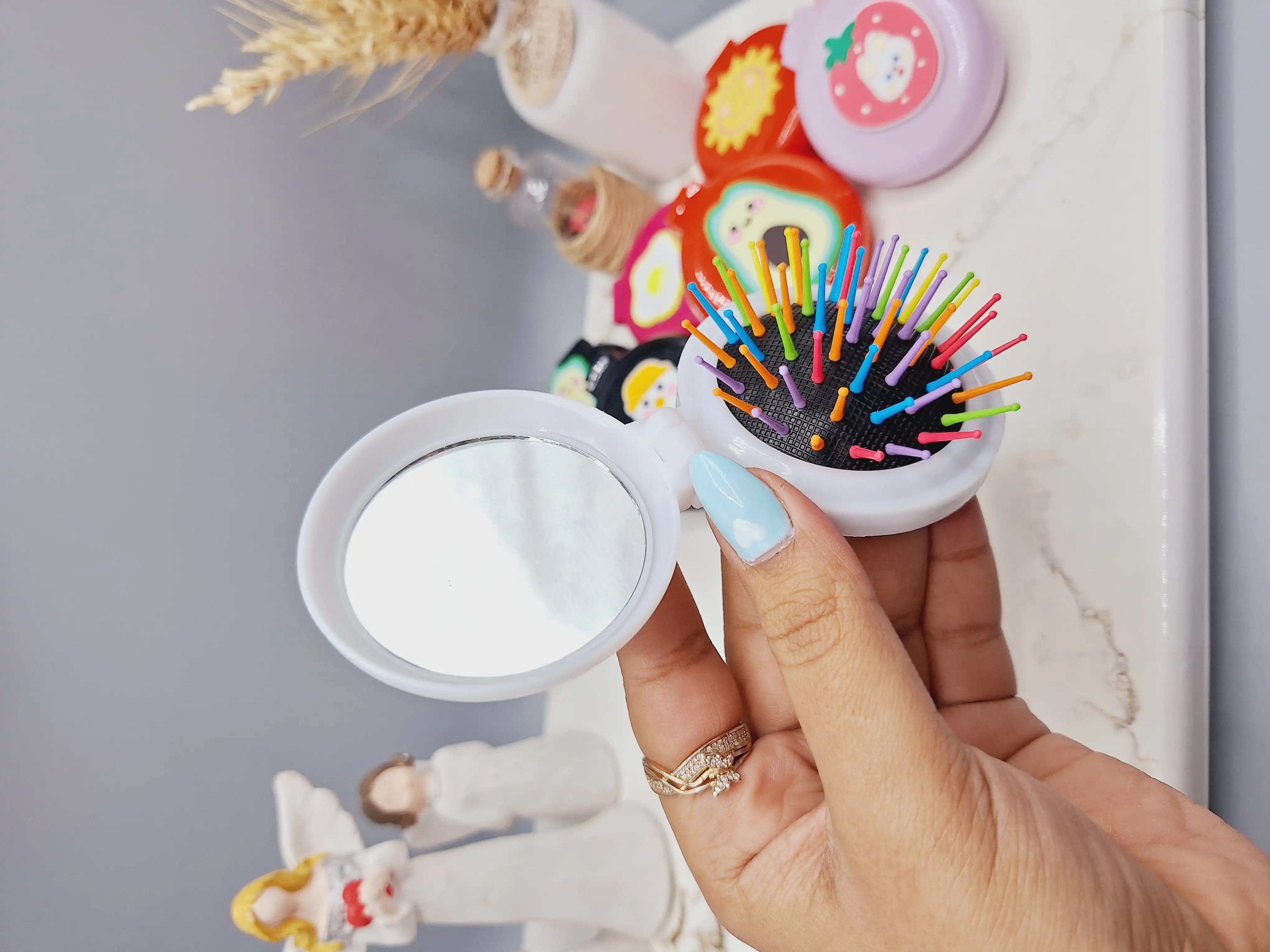 آینه و برس مو تاشو فانتری شب رنگی