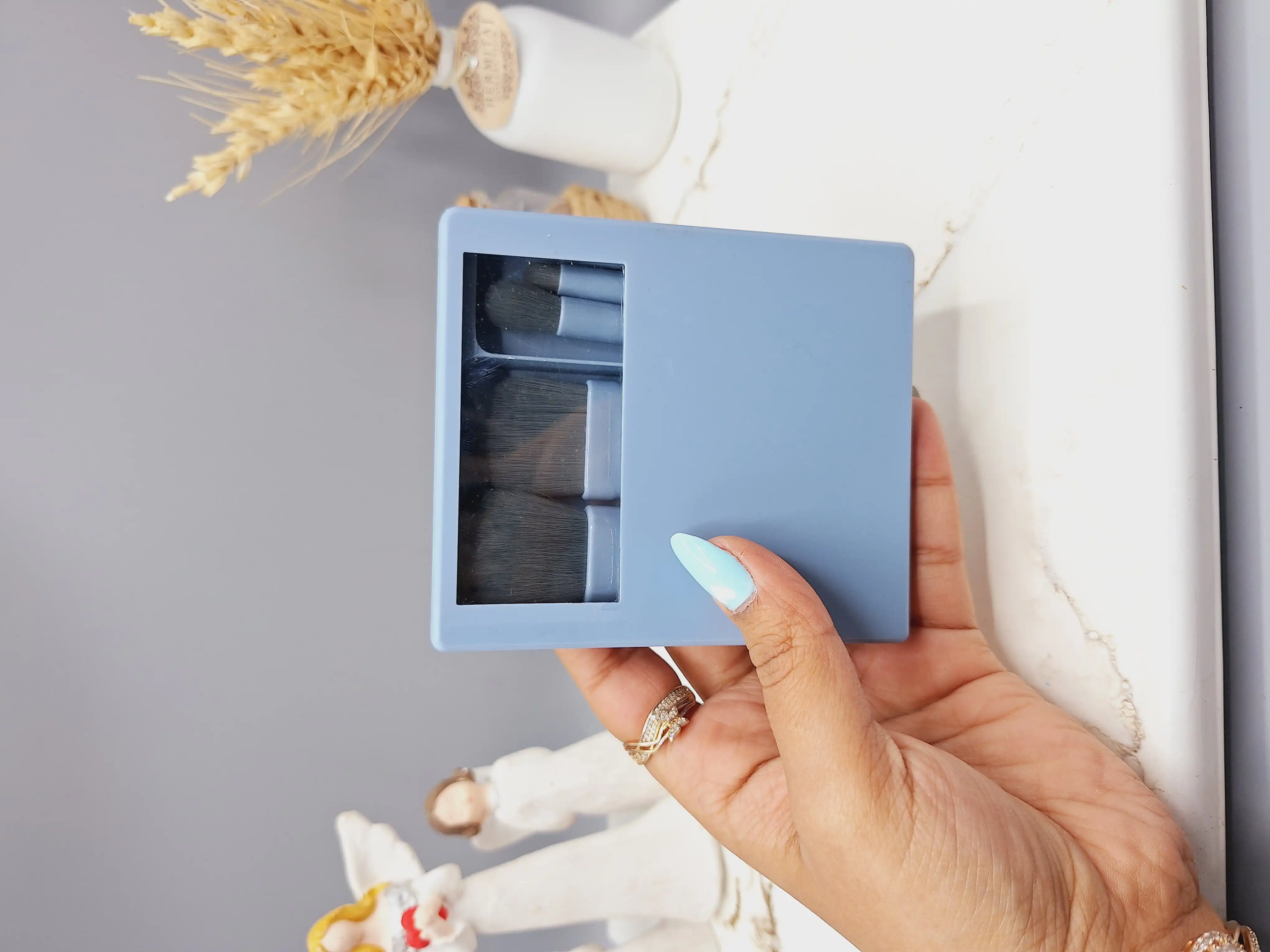 ست براش باکس دار 5 تیکه سورمه ای آینه دار