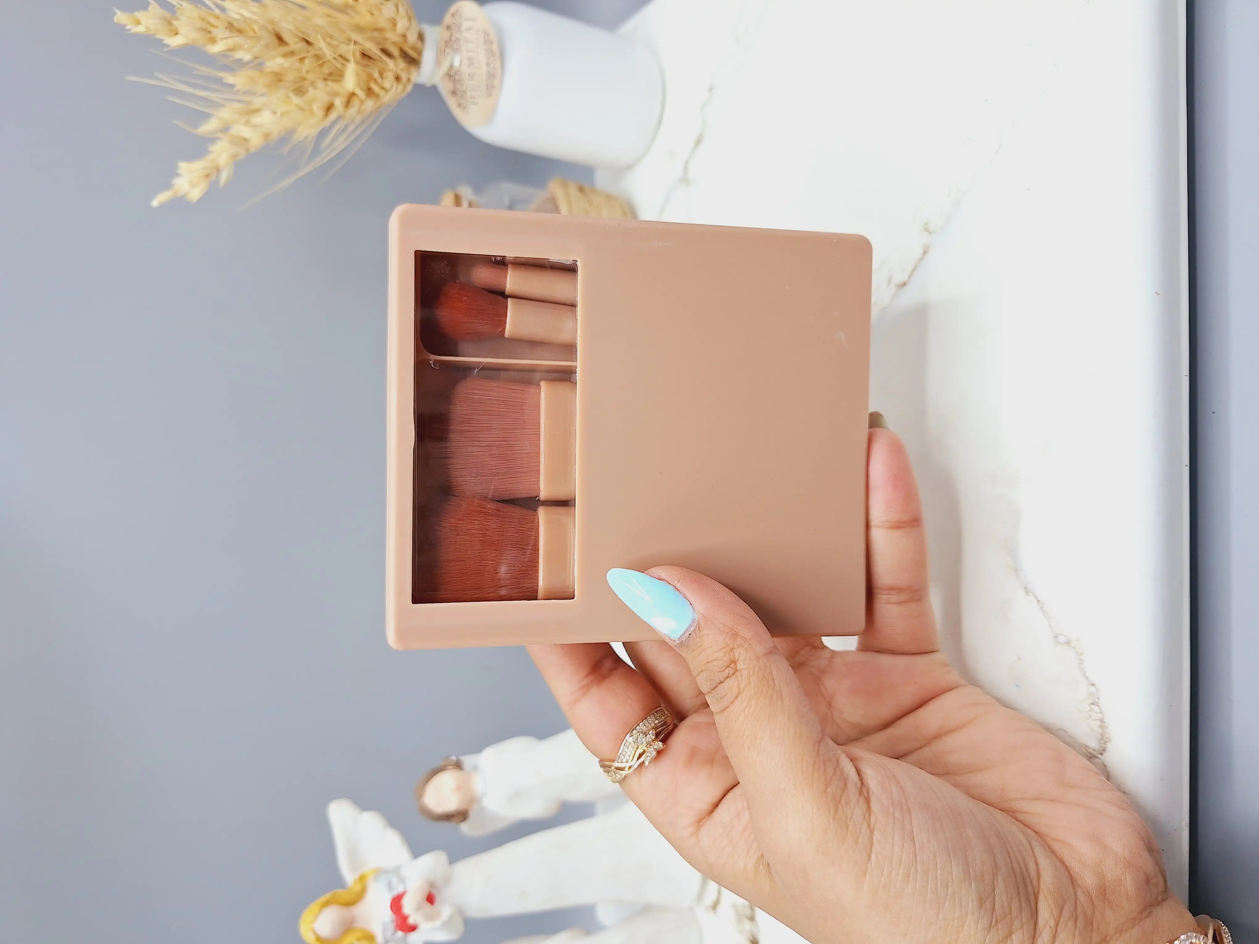 ست براش پر تراکم آینه دار و باکس دار  رنگ (نود یا قهوه ای)