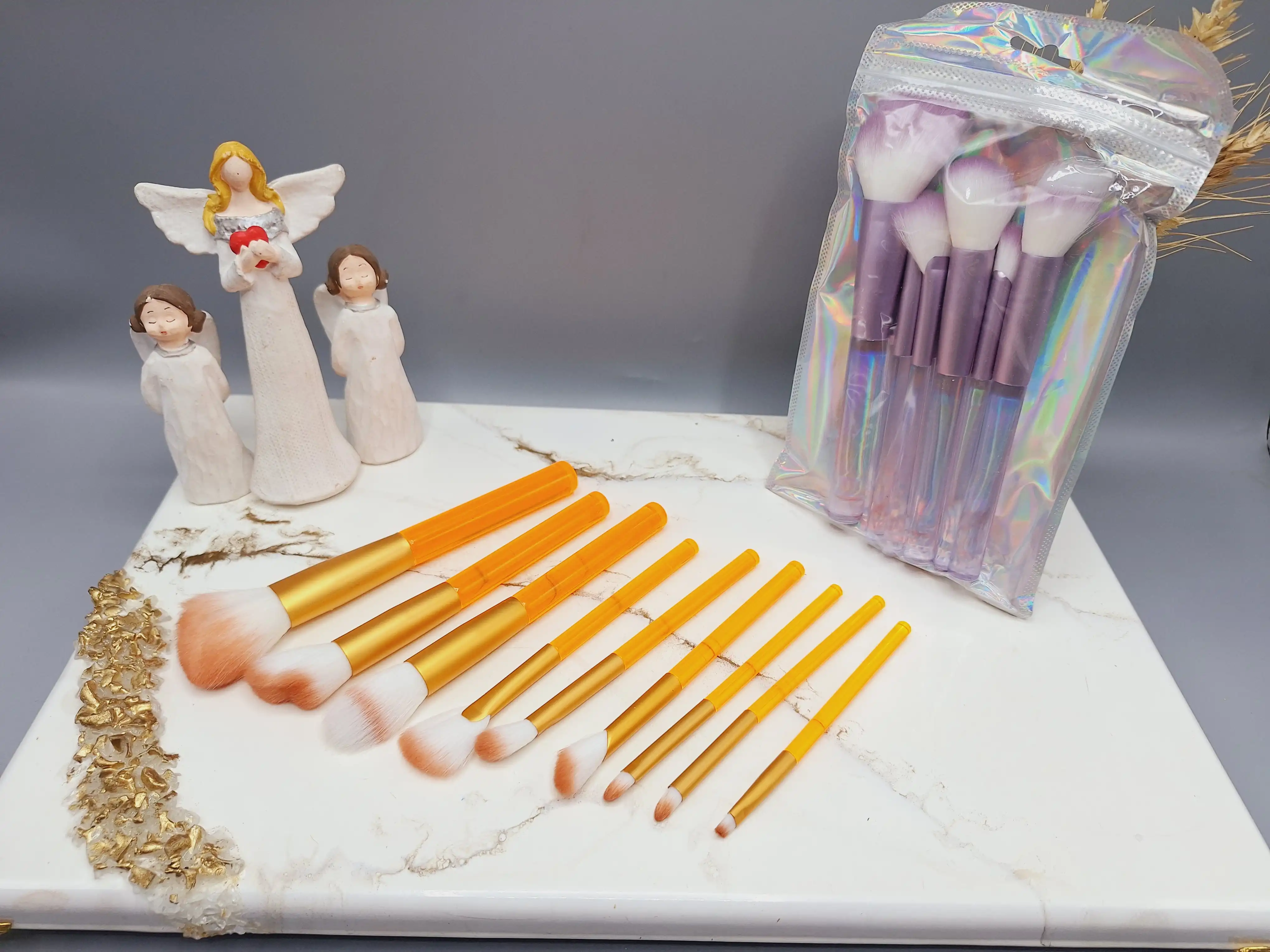 ست براش 8 تیکه شیشه ای رنگ پاستیلی