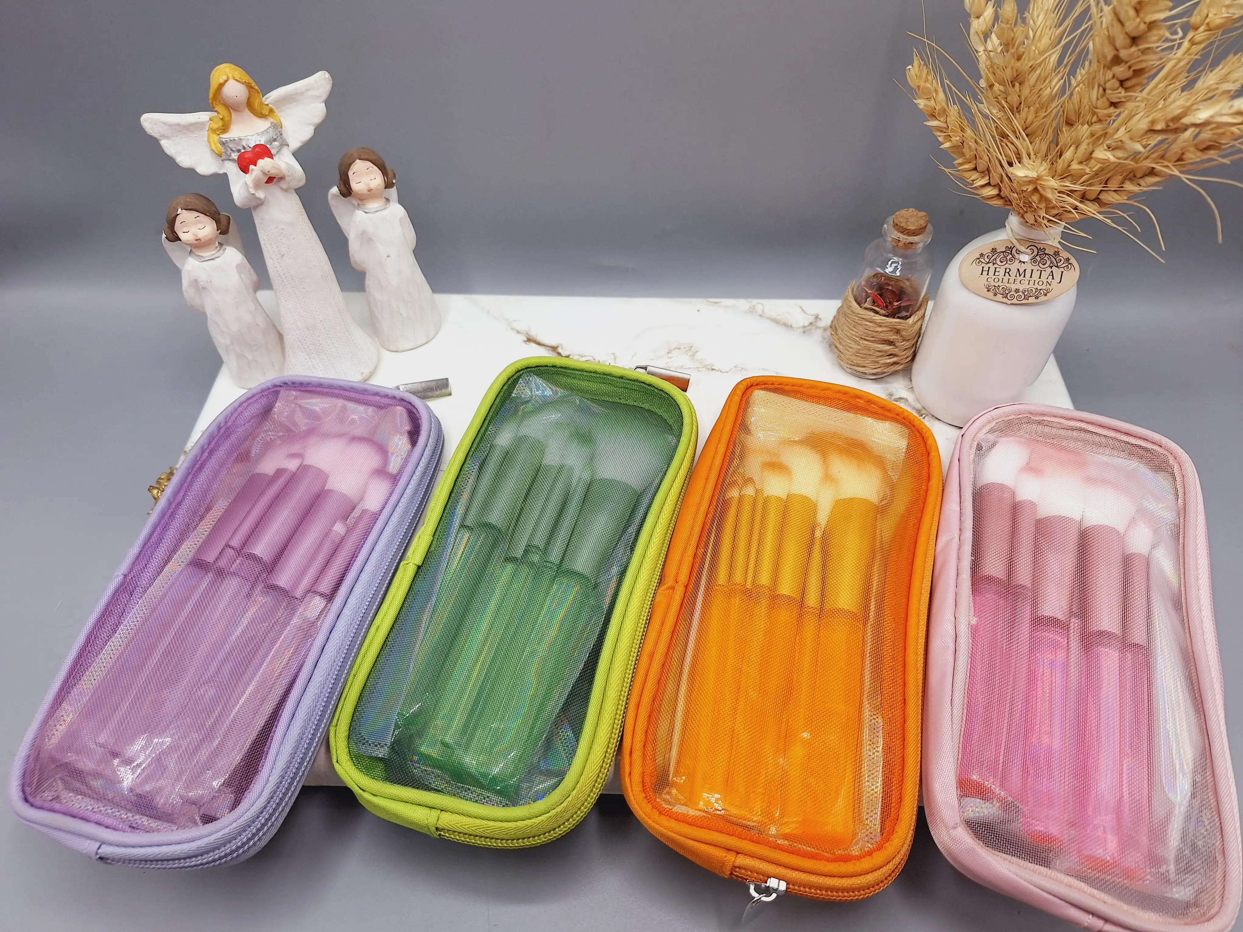 ست براش پاستیلی میکاپ همراه با کیف