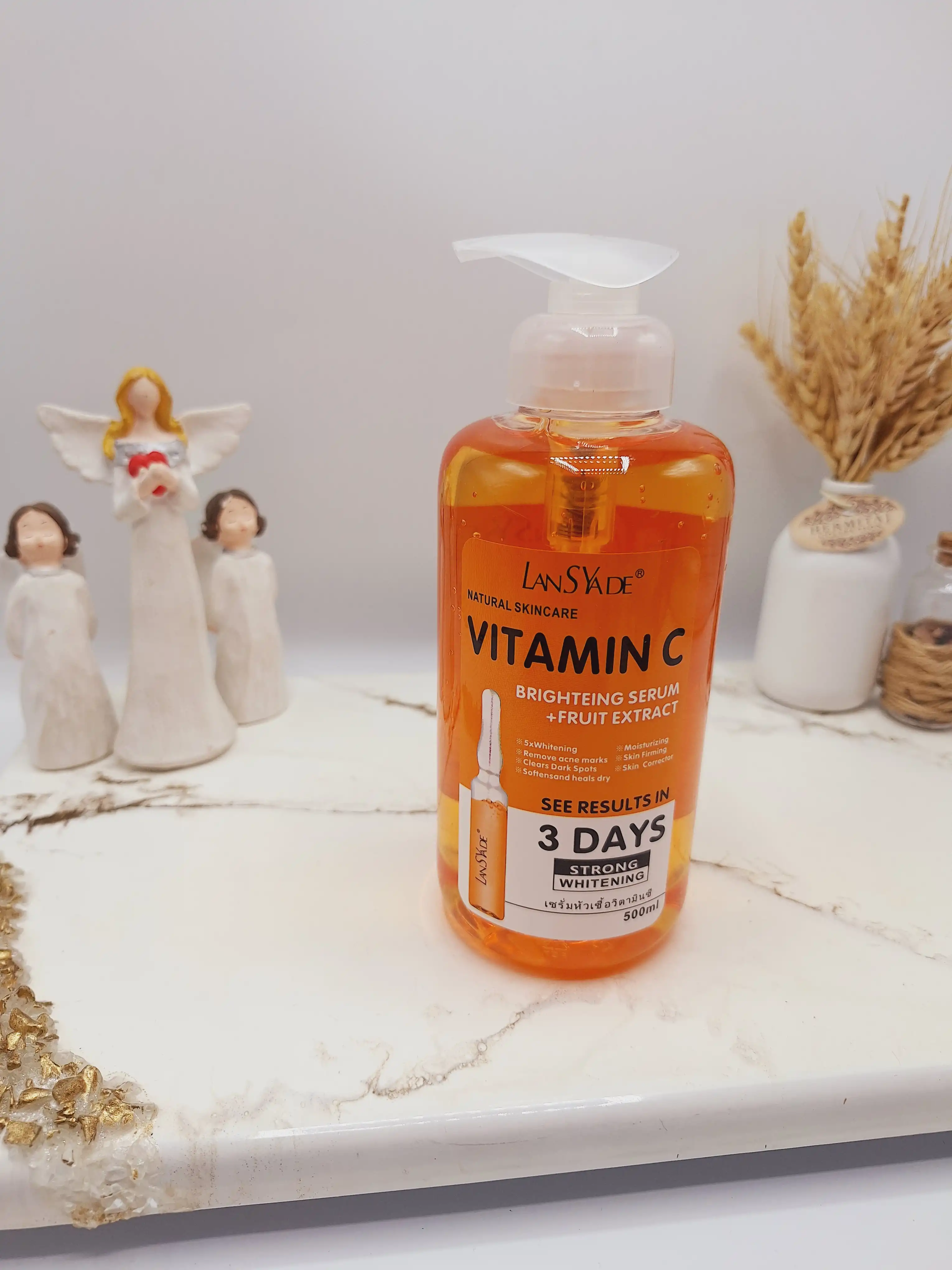 سرم رفع تیرگی و ضد لک قوی تمام بدن  VITAMIN C در 3 روز برند لنسیاد حجم 500 میل کد 6822 ( رنگ نارنجی)