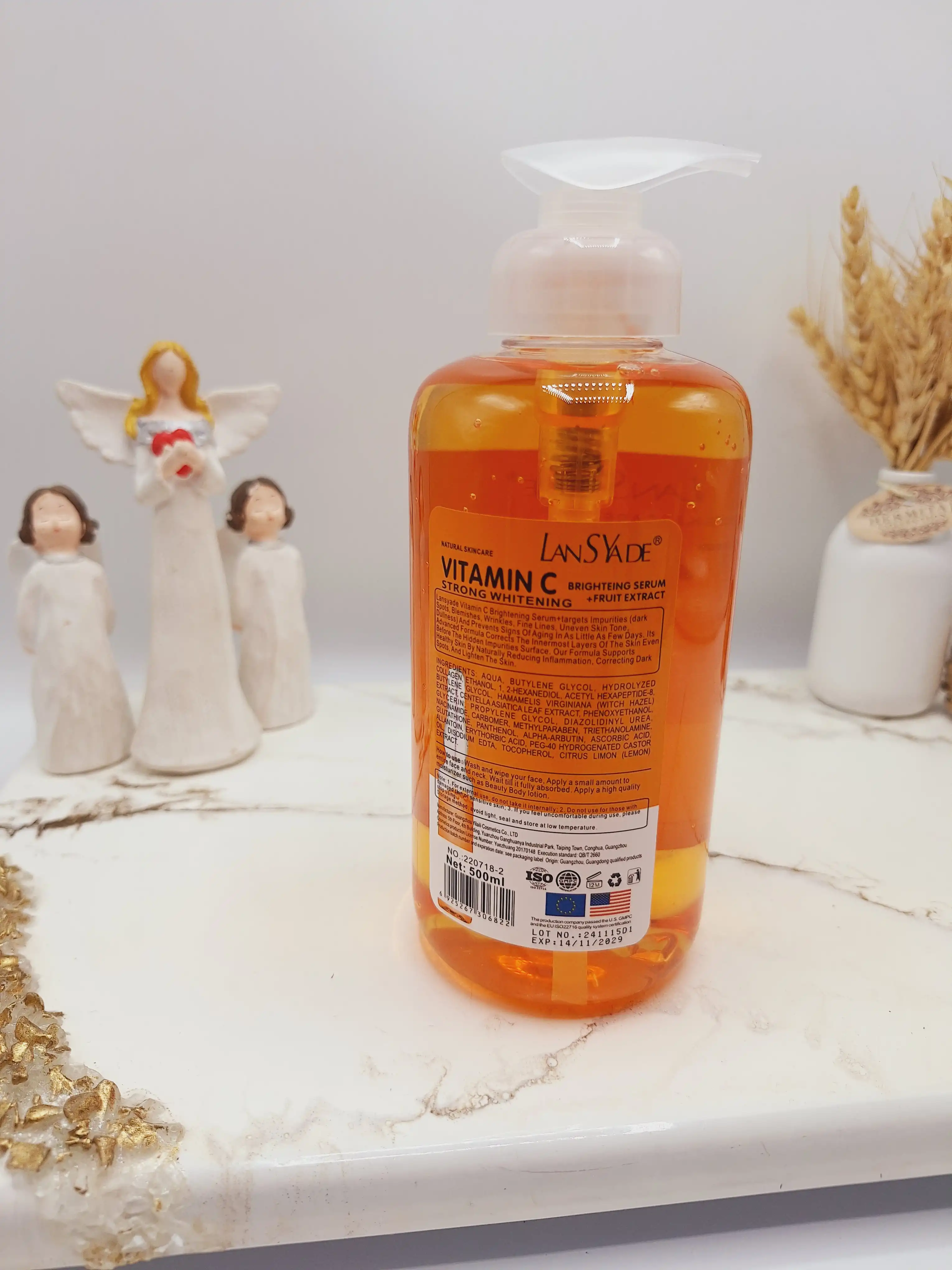 سرم رفع تیرگی و ضد لک قوی تمام بدن  VITAMIN C در 3 روز برند لنسیاد حجم 500 میل کد 6822 ( رنگ نارنجی)