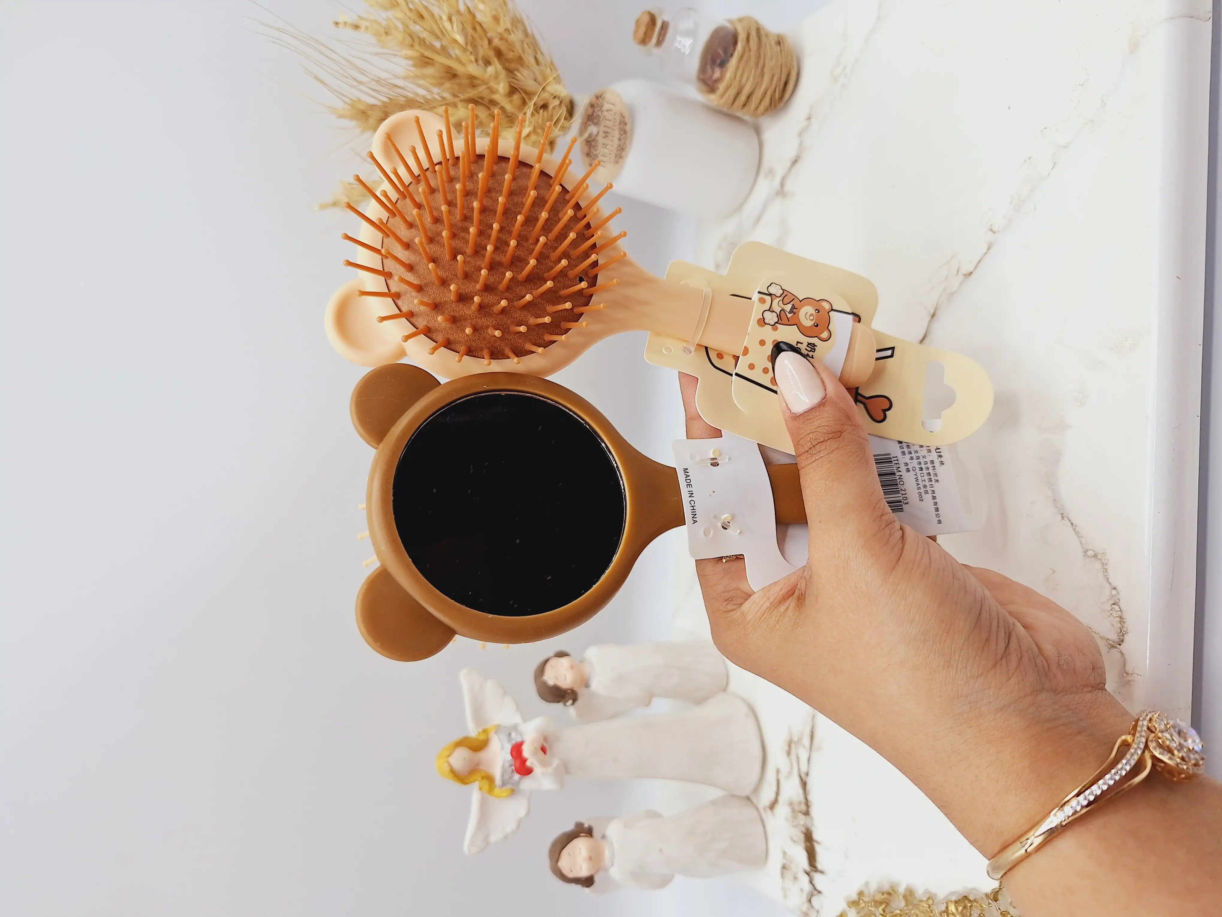 برس و شانه موخرسی آینه دار رنگ نود