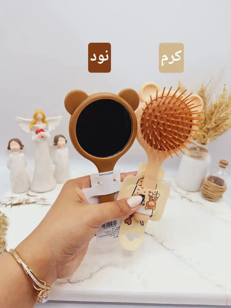 برس و شانه موخرسی آینه دار رنگ نود