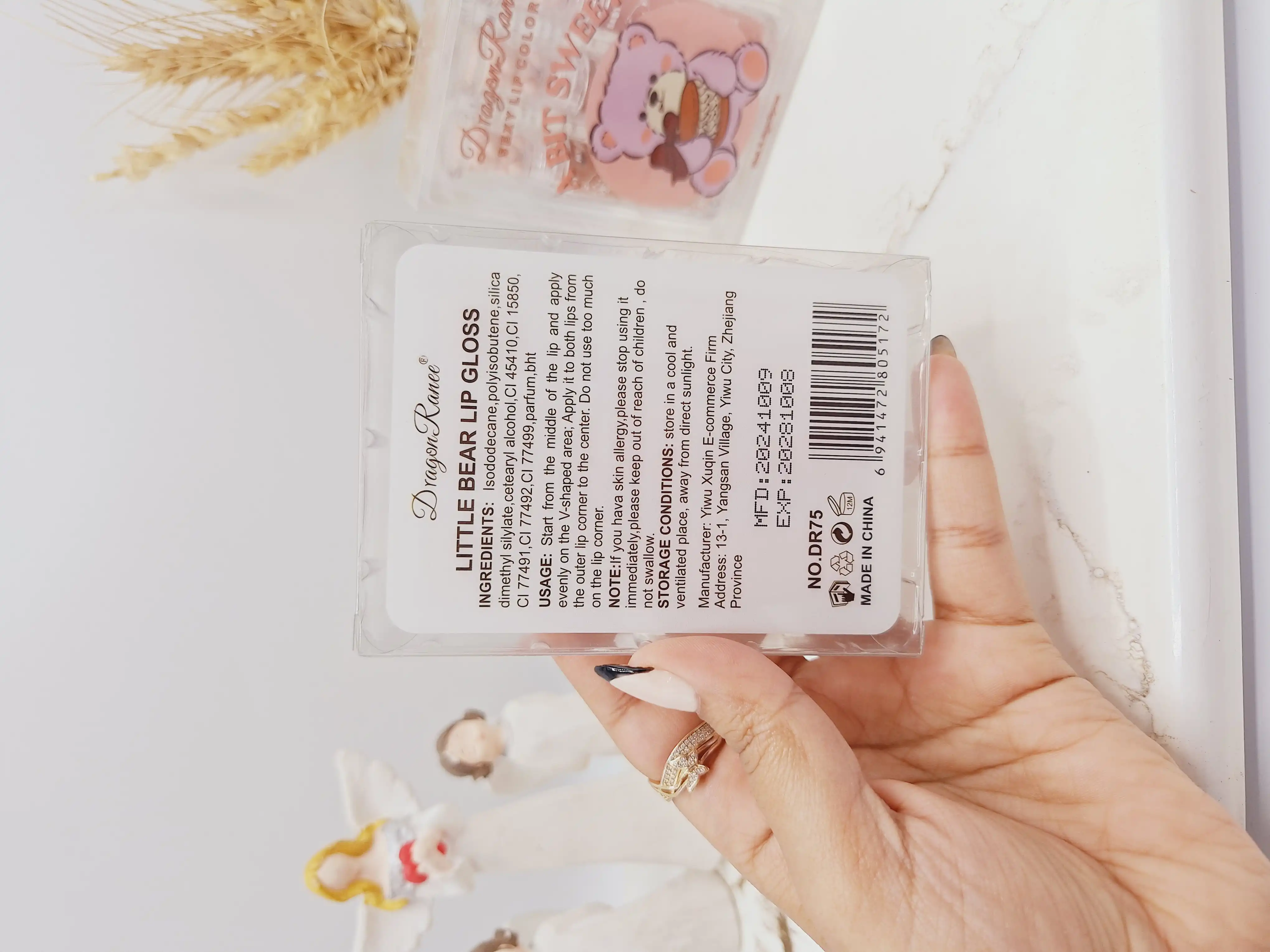 پک رژ لب و لیپ گلاس خرسی 3 تایی  برند دراگون رانی کد RD75