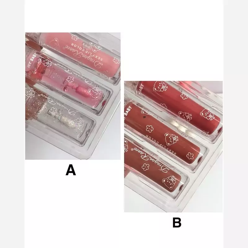 پک رژ لب و لیپ گلاس خرسی 3 تایی  برند دراگون رانی کد RD75