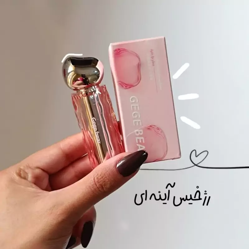 لیپ گلاس طرح کره ای سنگی  برند GEGE BEAR کارتن صورتی کد 5500