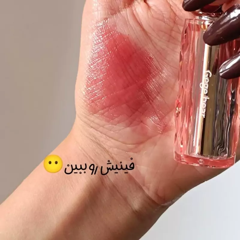 لیپ گلاس طرح کره ای سنگی  برند GEGE BEAR کارتن صورتی کد 5500