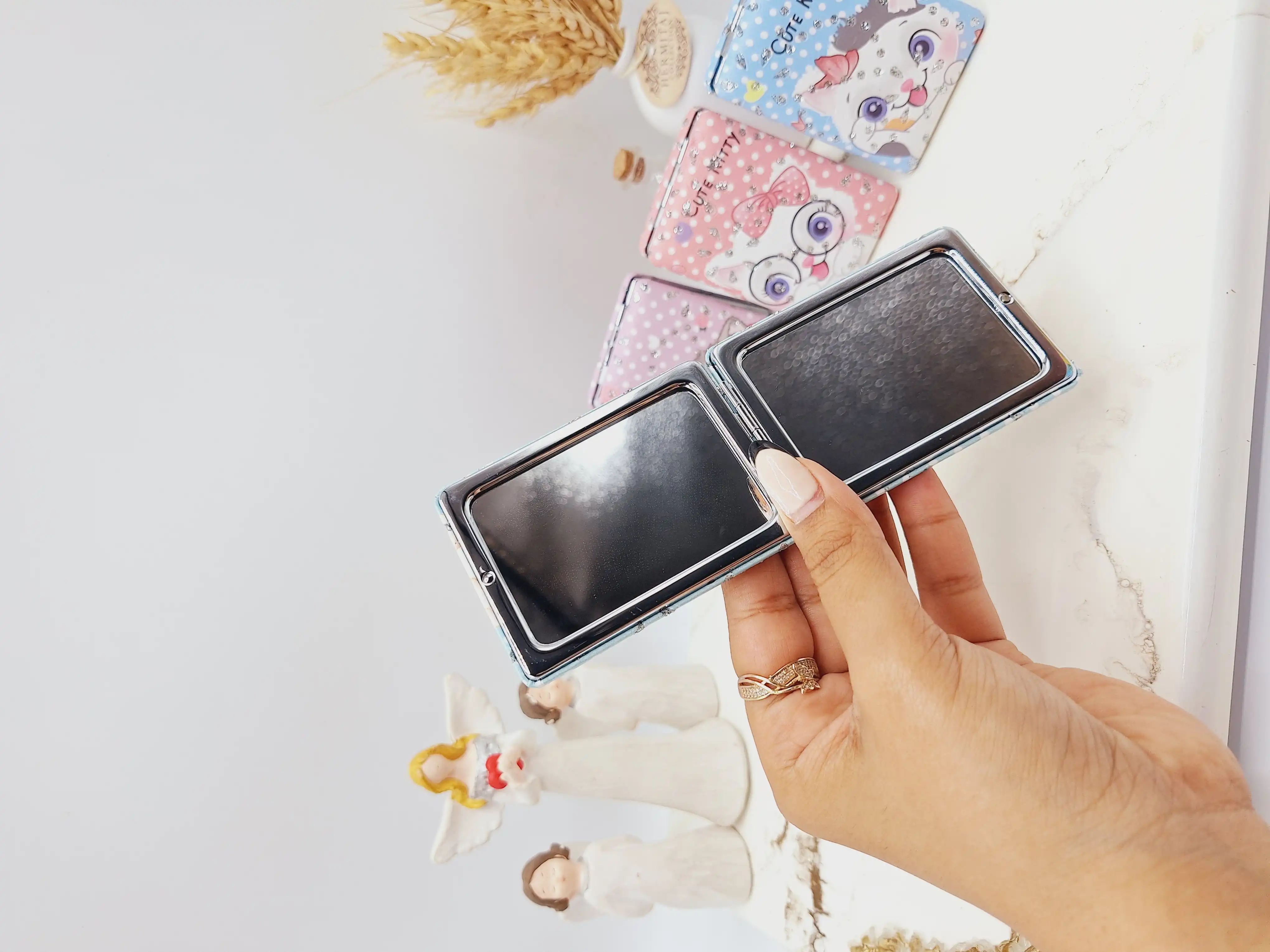 آینه دو طرفه جیبی طرح گربه کیوت