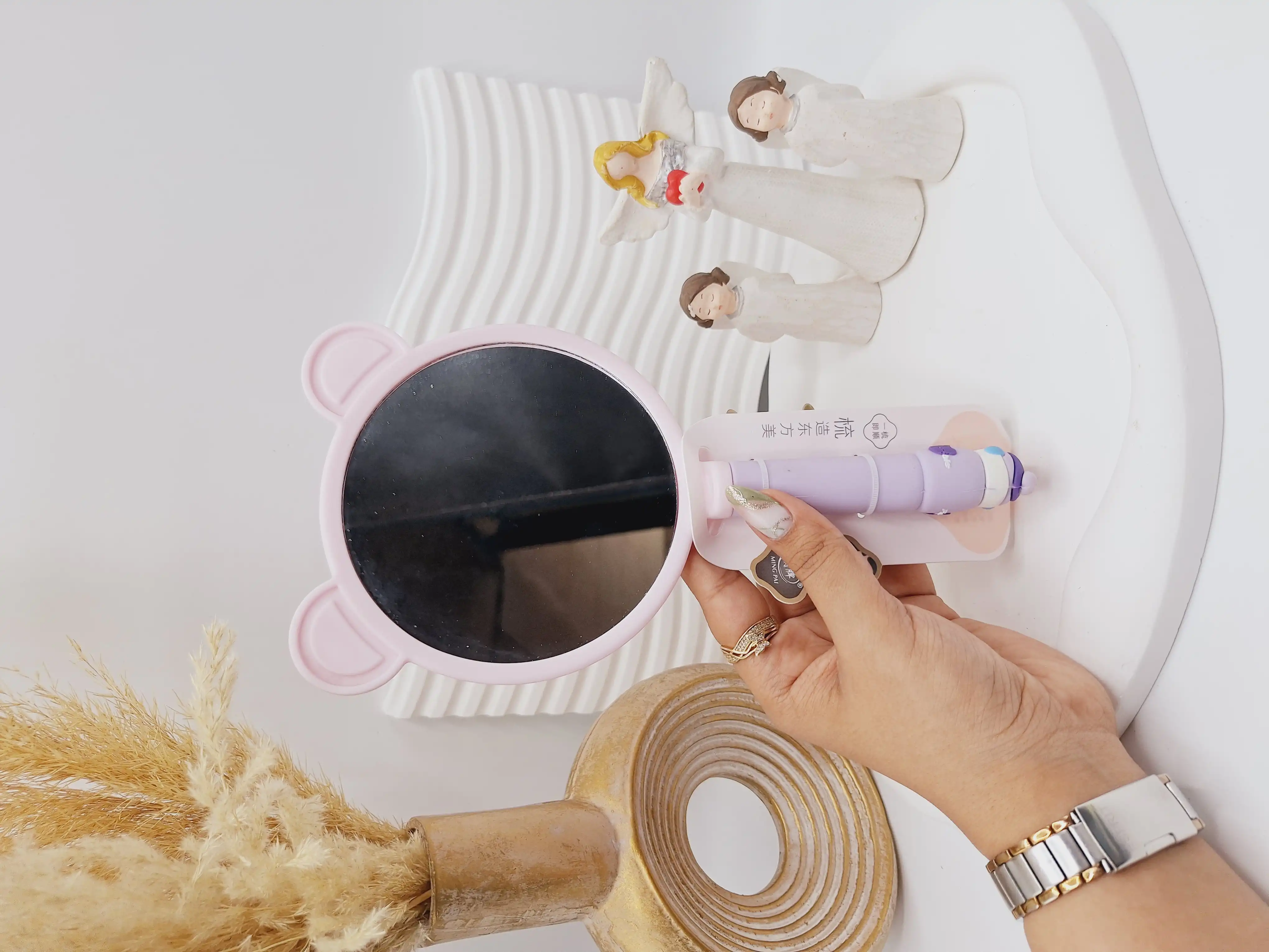 آینه دسته دار دو گوش طرح رندم