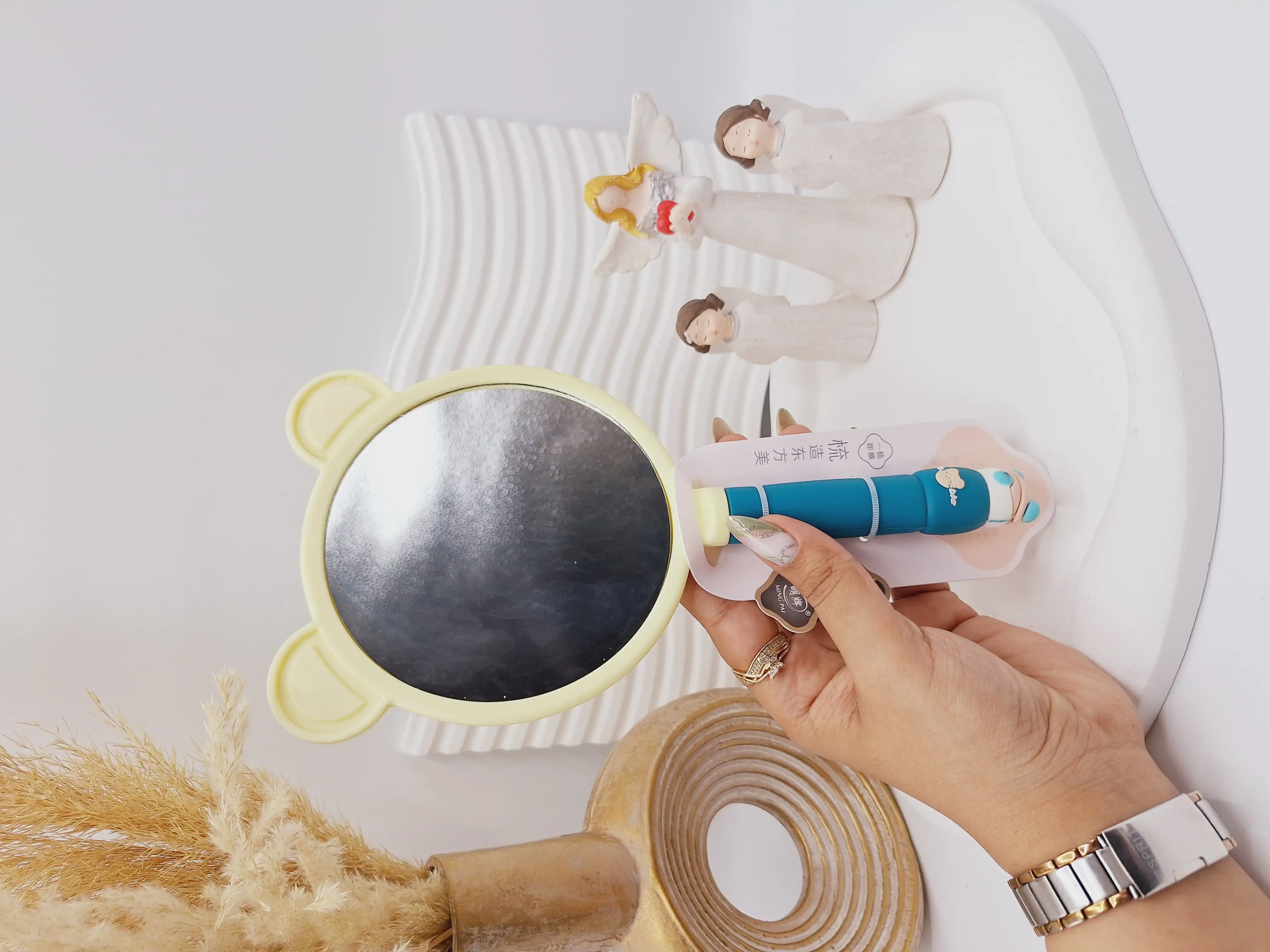 آینه دسته دار دو گوش طرح رندم