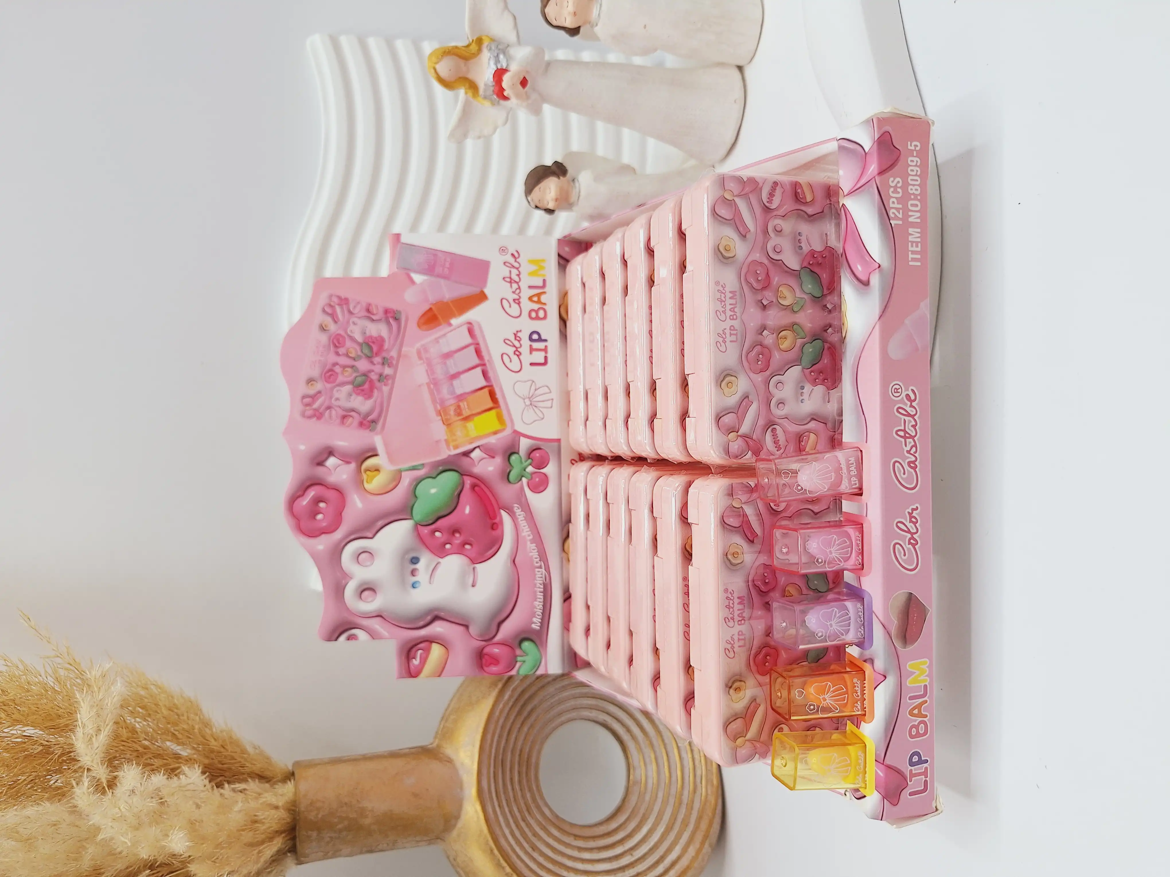 پک بالم لب 5 تایی رنگارنگ طرح خرس مهربون کد 8099-5