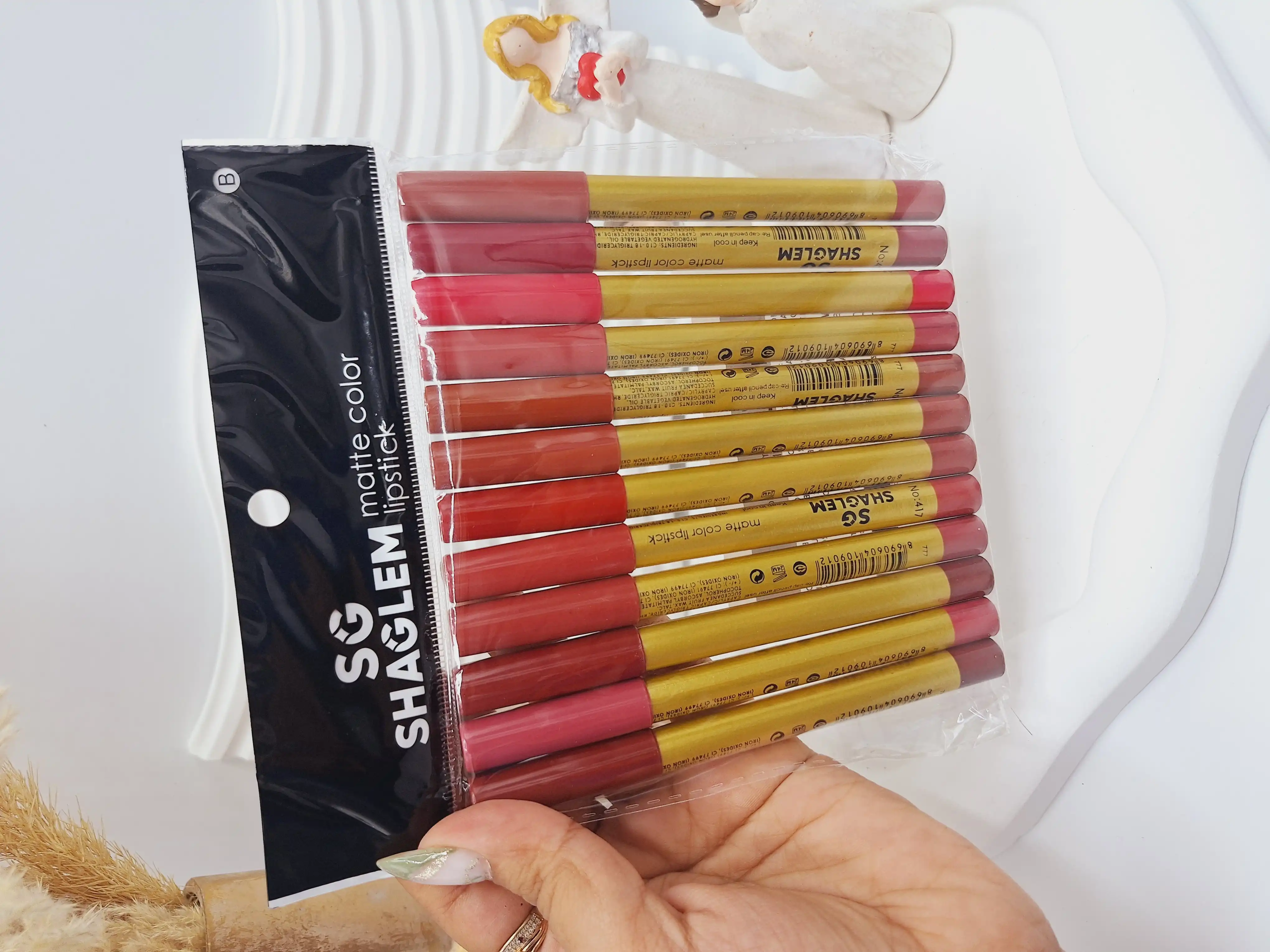 پک 12 تایی رژ مدادی برند شیگلم کد 9012 (پوکه قرمز)