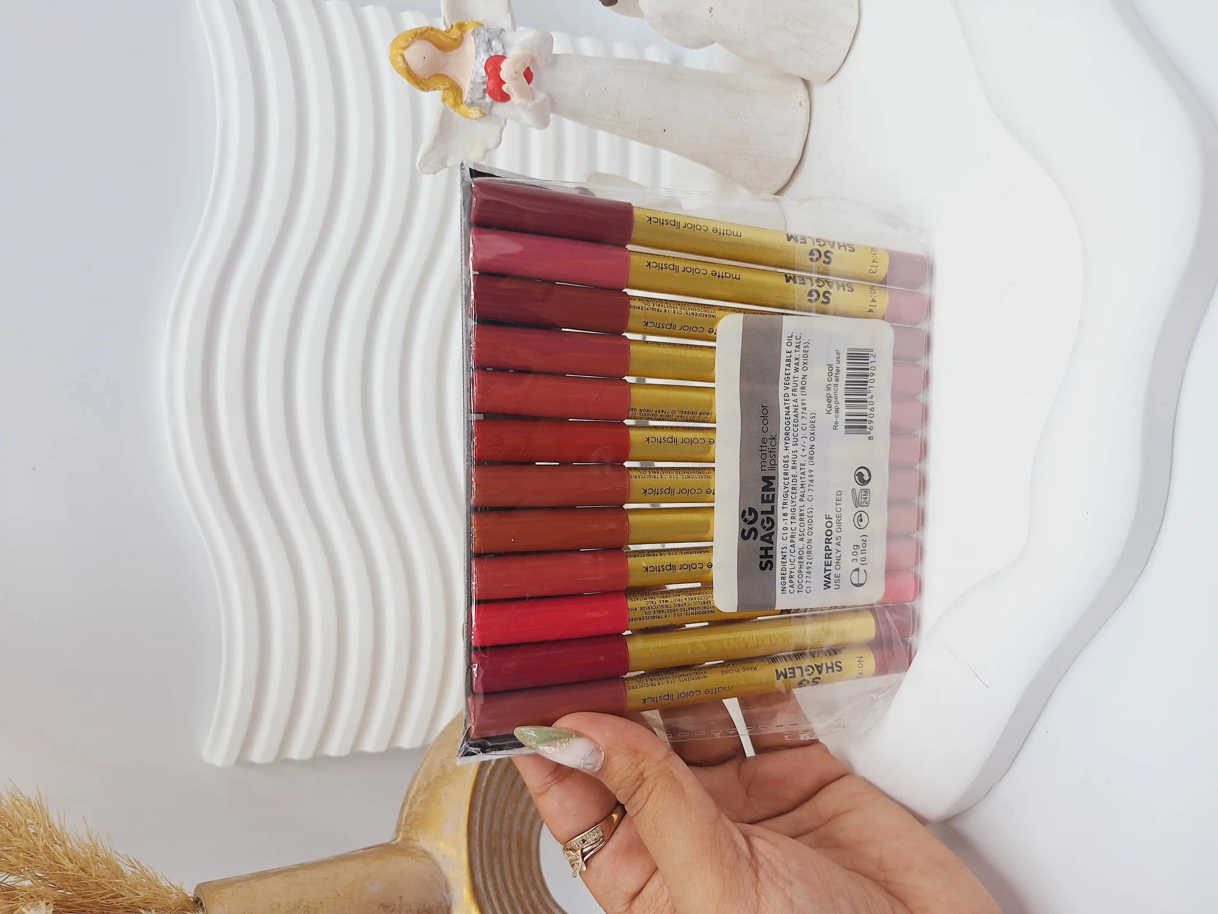 پک 12 تایی رژ مدادی برند شیگلم کد 9012 (پوکه قرمز)