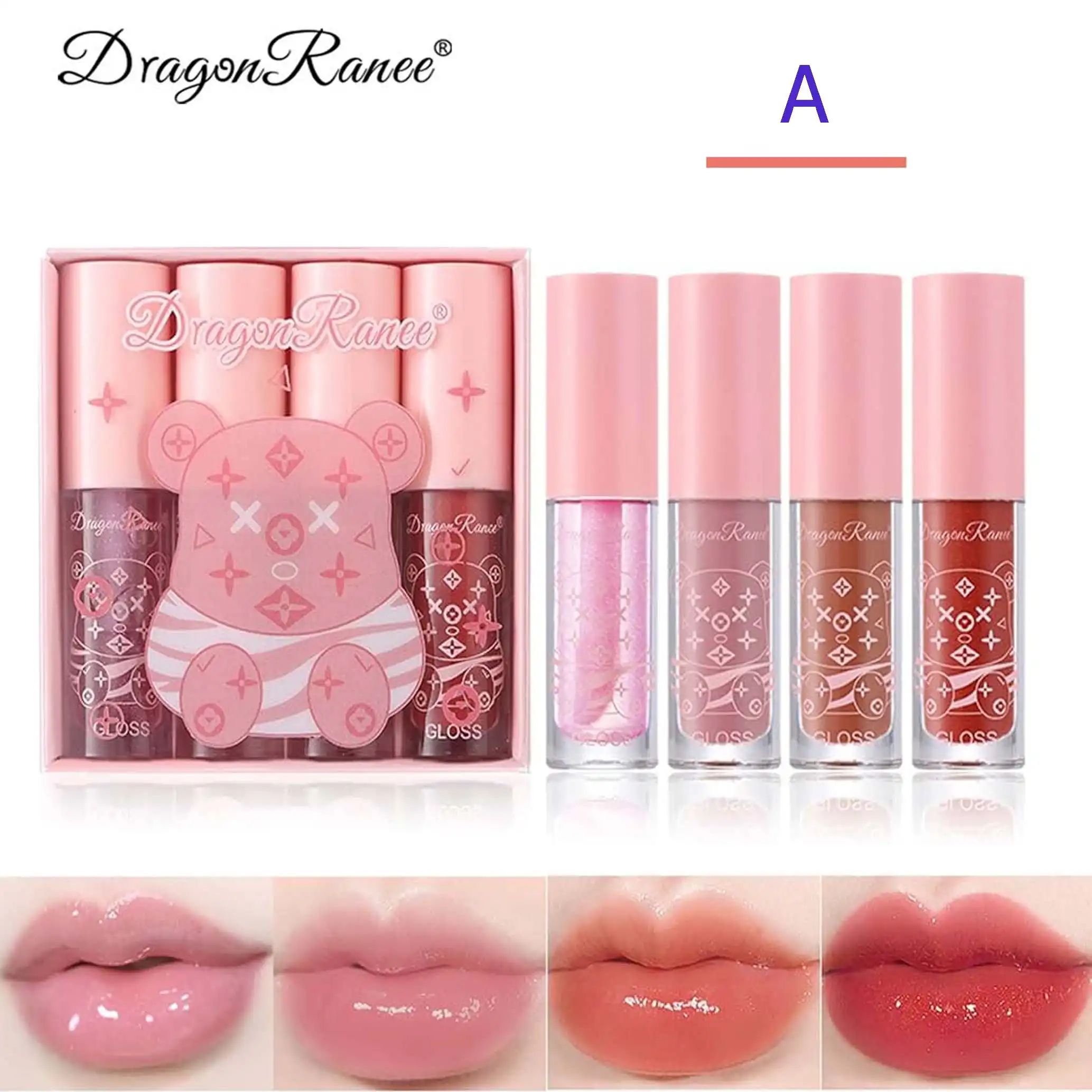 پک لیپ گلاس شاین 4تایی برند Dragon Ranee کد 0026