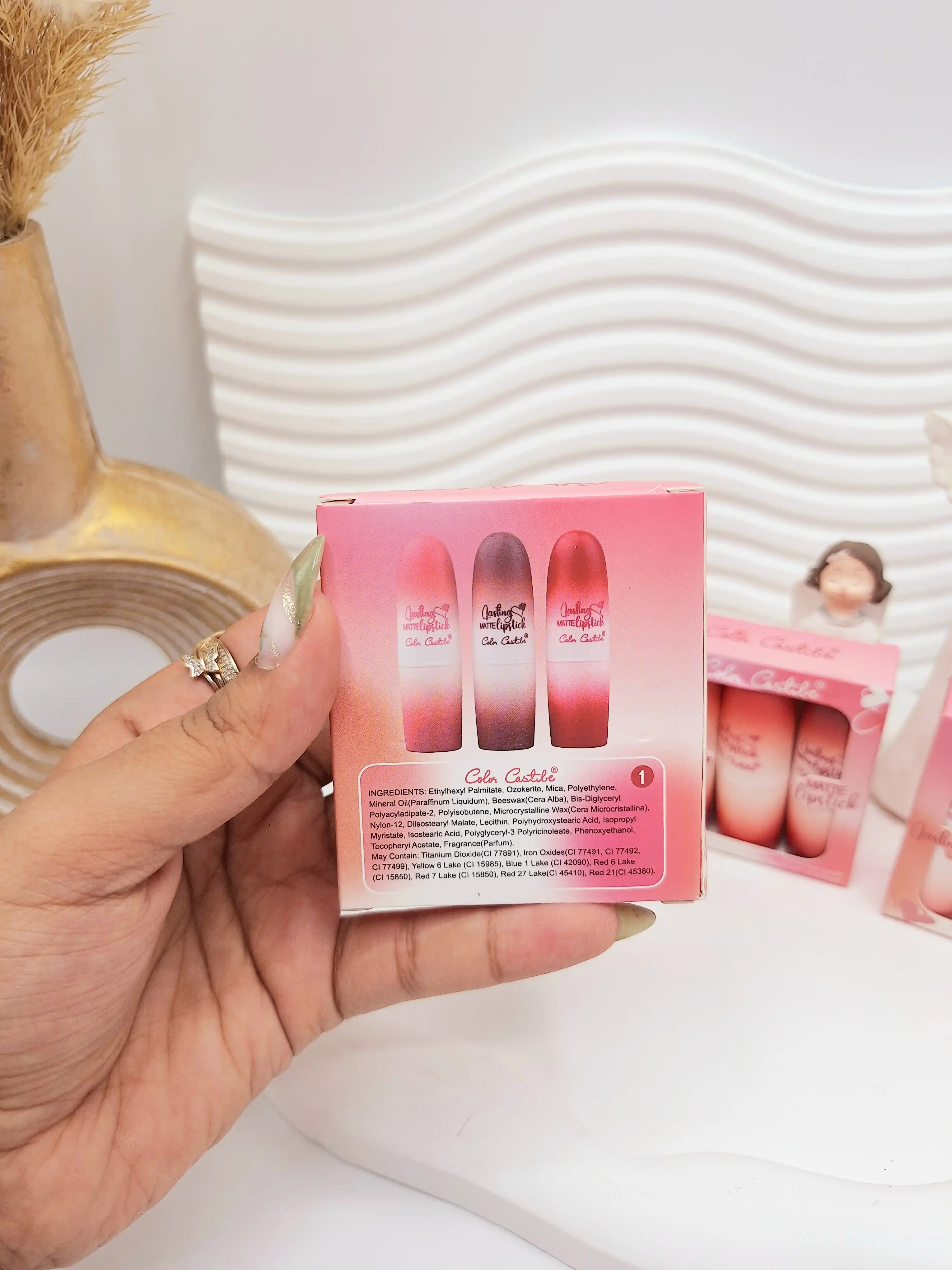 پک 3 تایی رژ جامد مات و مخملی برند کالر کستل کد 8098