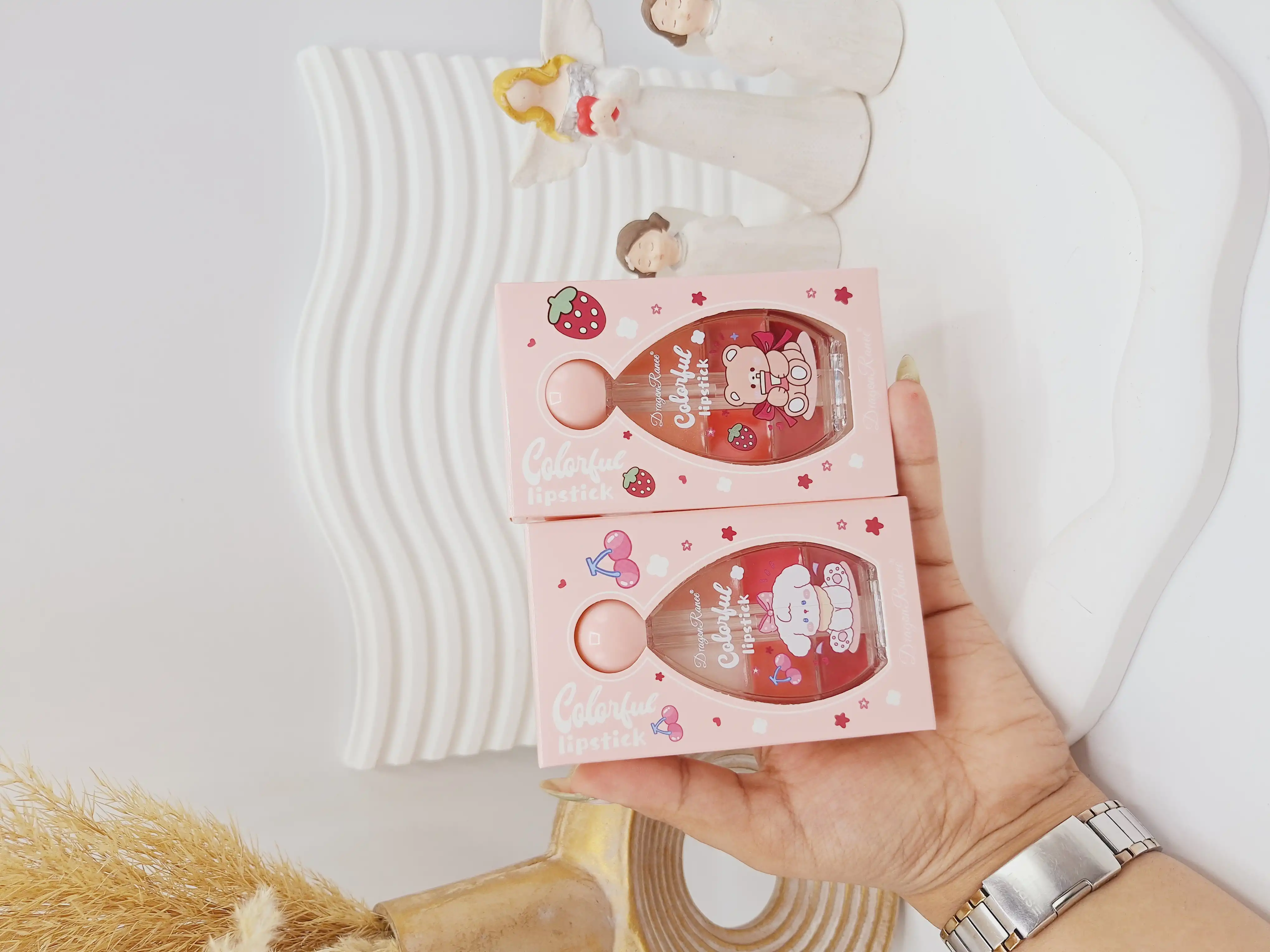 پالت ترند رژ لب خیس کیوت خرس و توت فرنگی برند دراگون رانی کد DR177