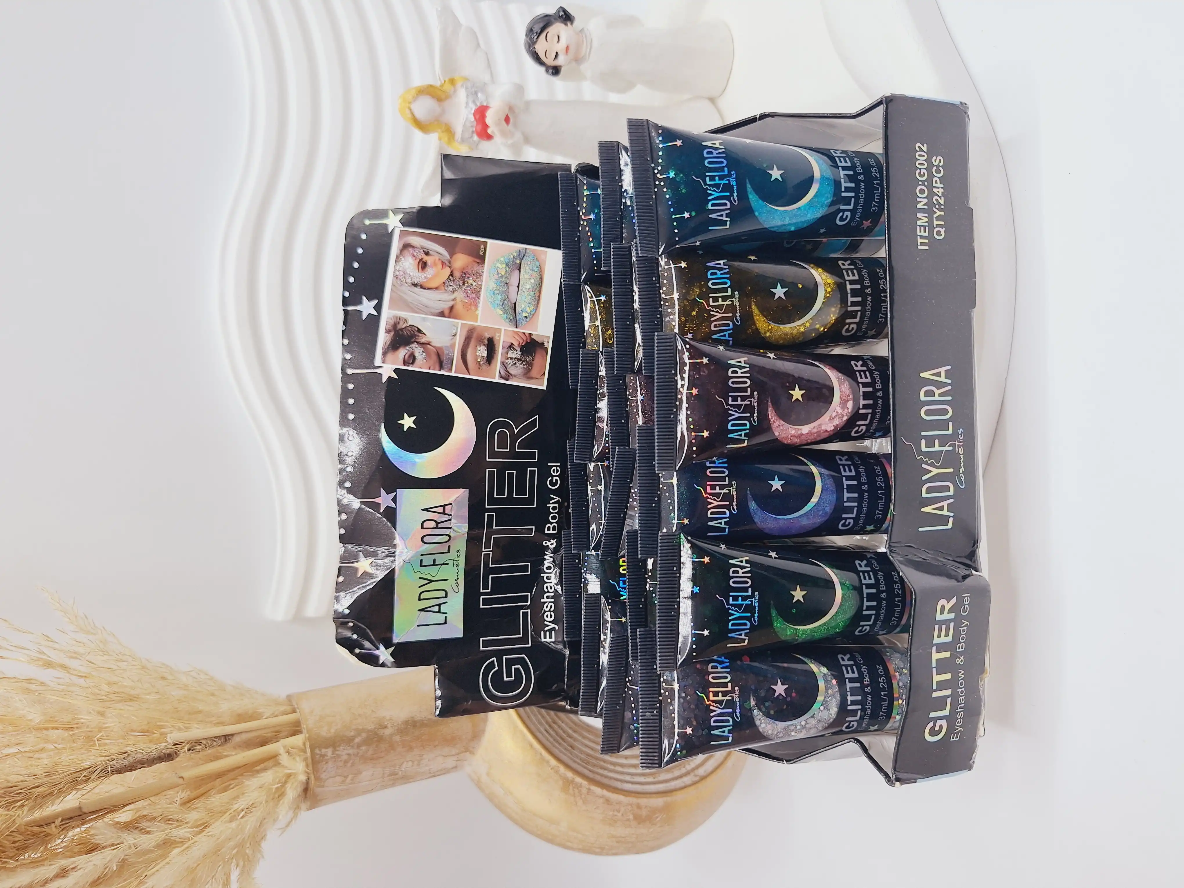 گلیتر مایع تیوپی طرح ماه و ستاره برند GLITTER کد 002