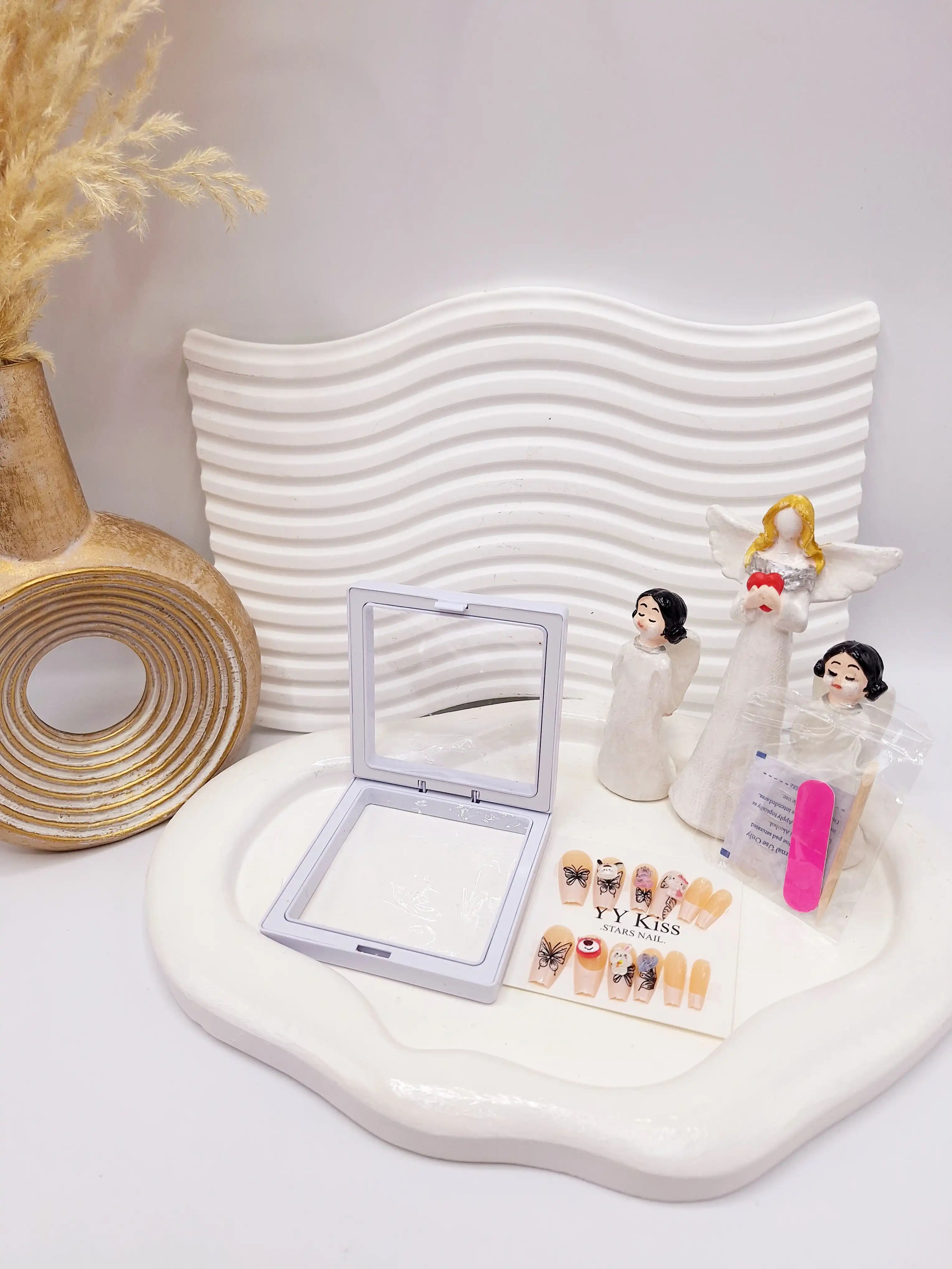 پک اختصاصی کامل ناخن مصنوعی طرح فانتری YY Kiss با چسپ ناخن دو طرفه (کیفیت تضمینی )