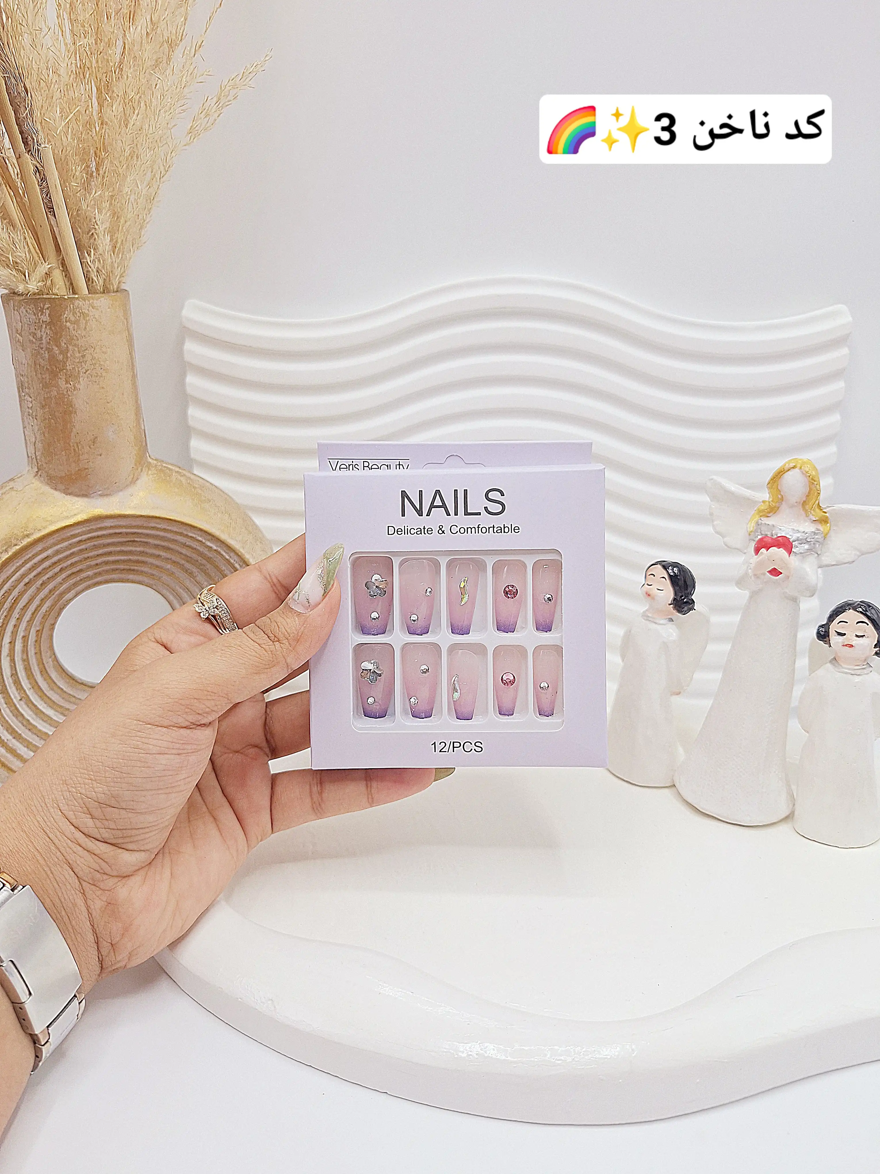 پک اختصاصی کامل ناخن مصنوعی طرح های خاص NAILS با چسپ ناخن دو طرفه (کیفیت تضمینی)