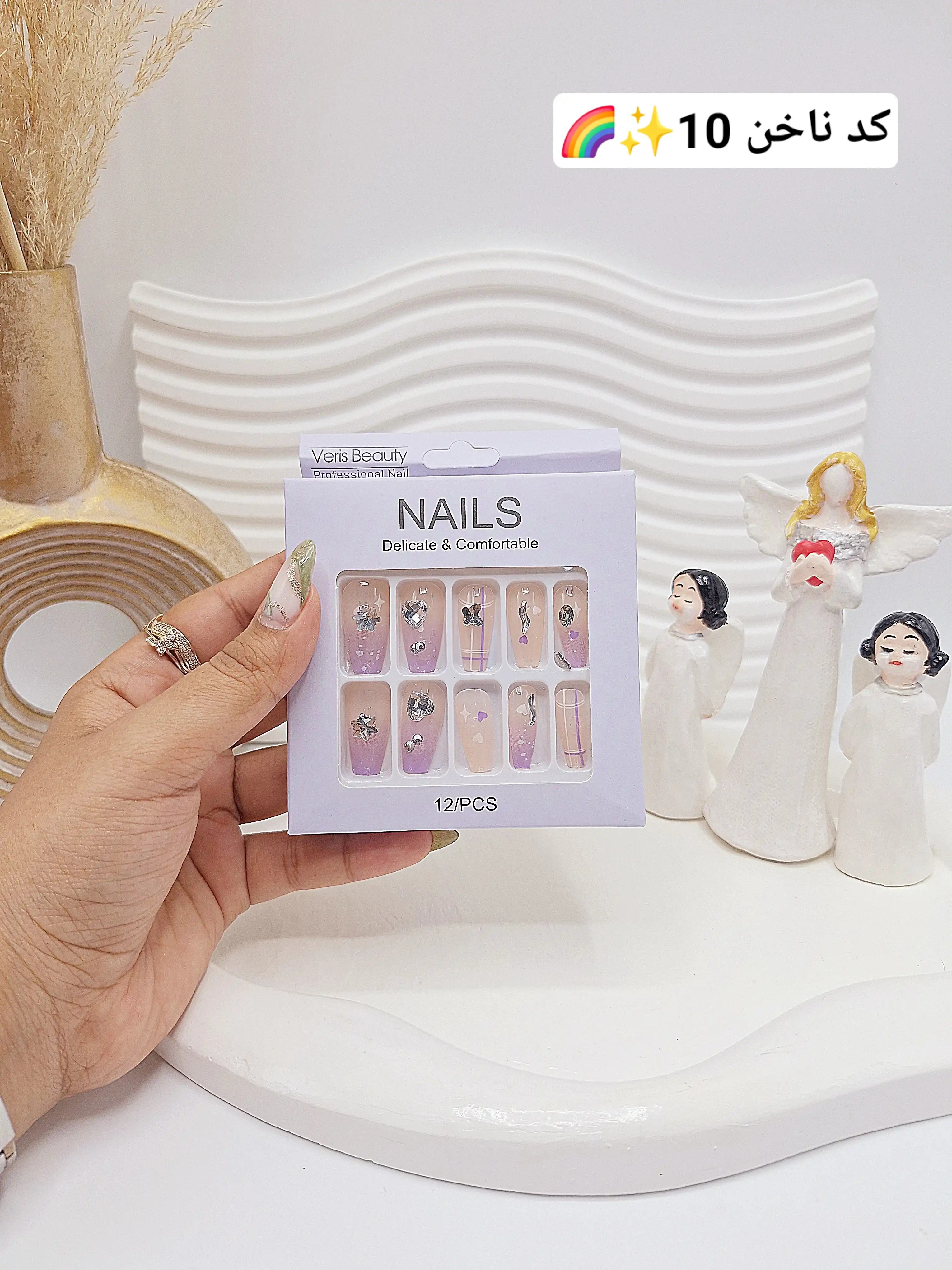 پک اختصاصی کامل ناخن مصنوعی طرح های خاص NAILS با چسپ ناخن دو طرفه (کیفیت تضمینی)