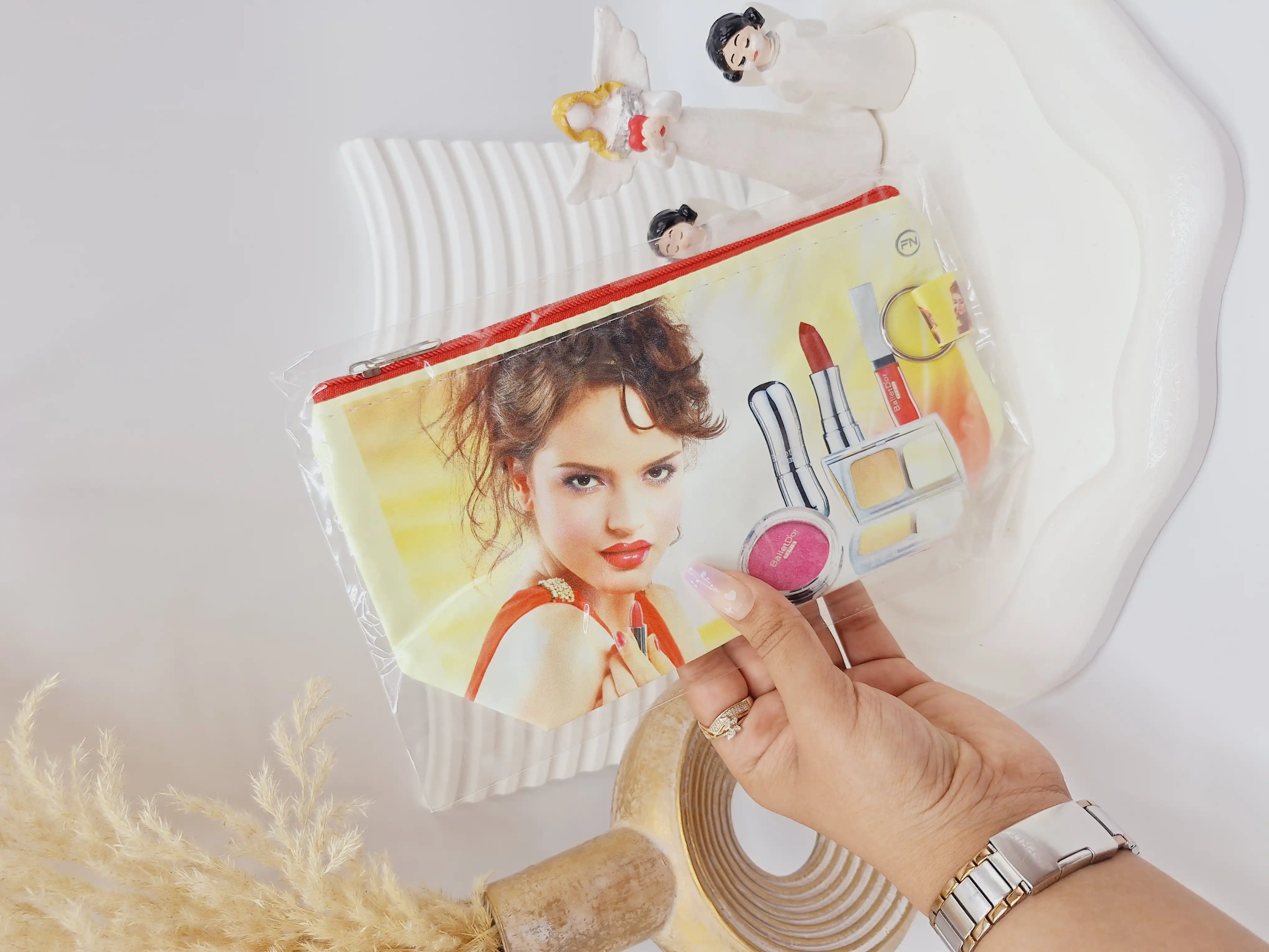 کیف لوازم آرایش زنانه چرم مصنوعی طرح های جذاب ارسال رندم