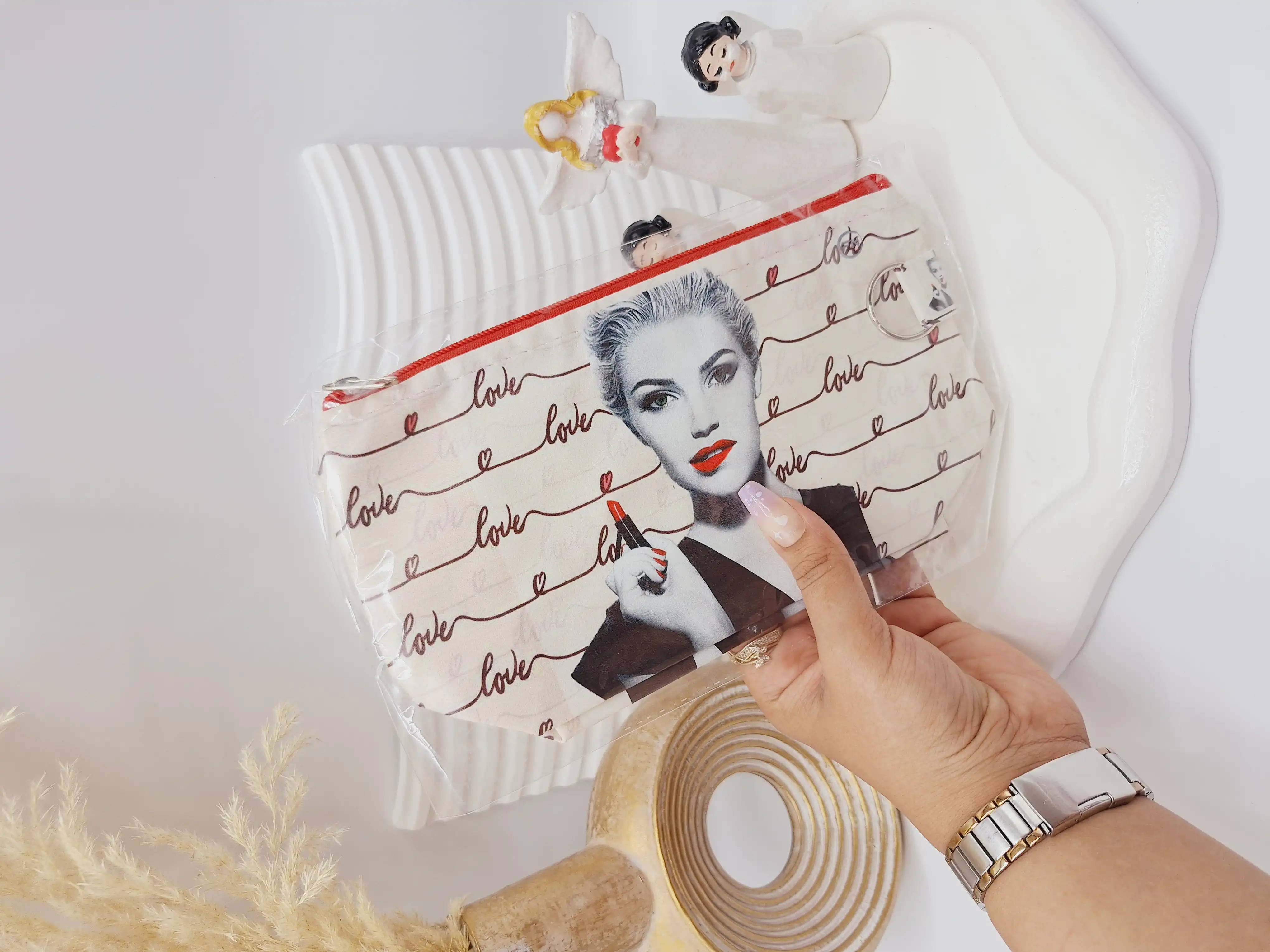 کیف لوازم آرایش زنانه چرم مصنوعی طرح های جذاب ارسال رندم