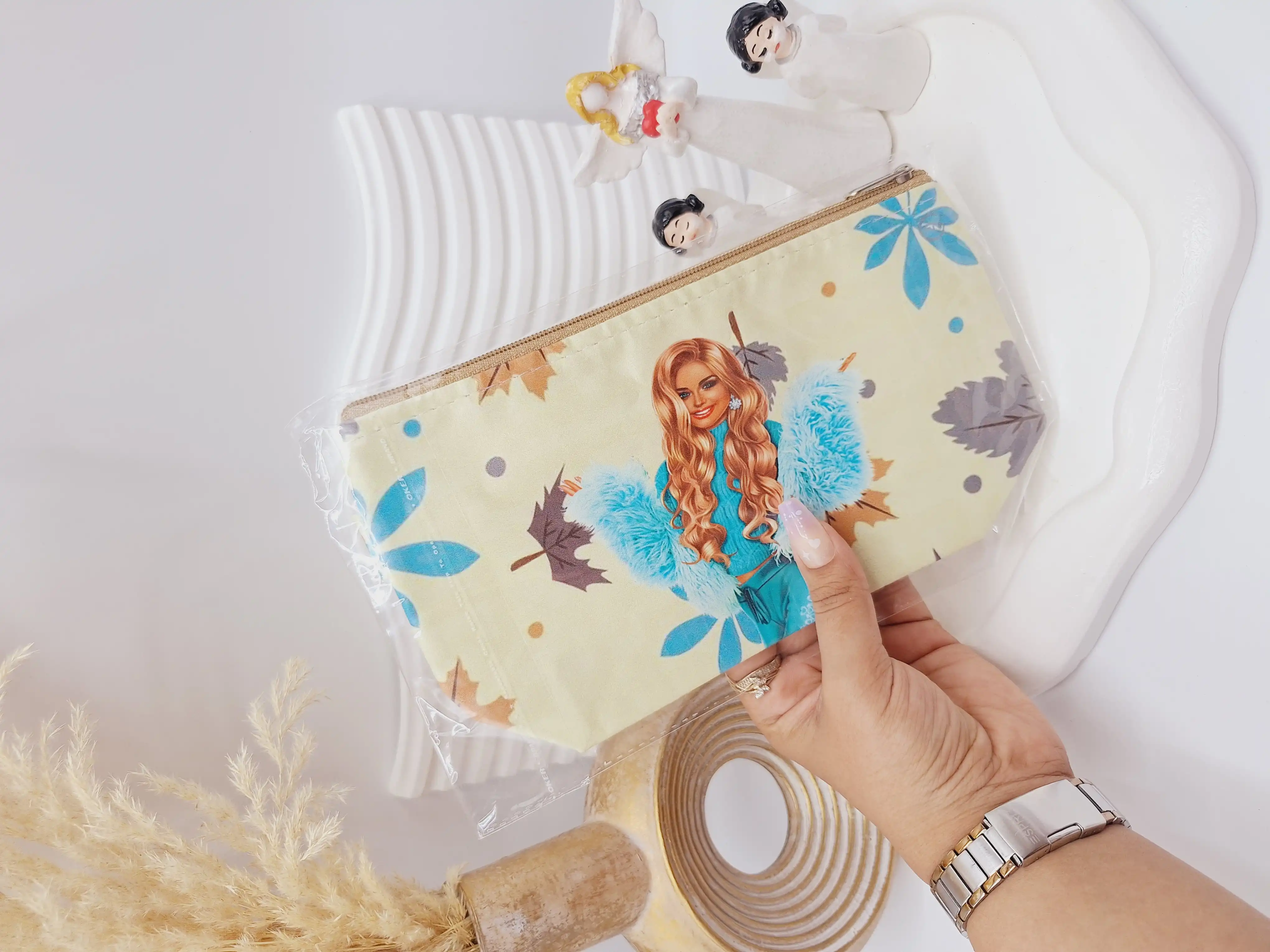 کیف لوازم آرایش زنانه چرم مصنوعی طرح های جذاب ارسال رندم