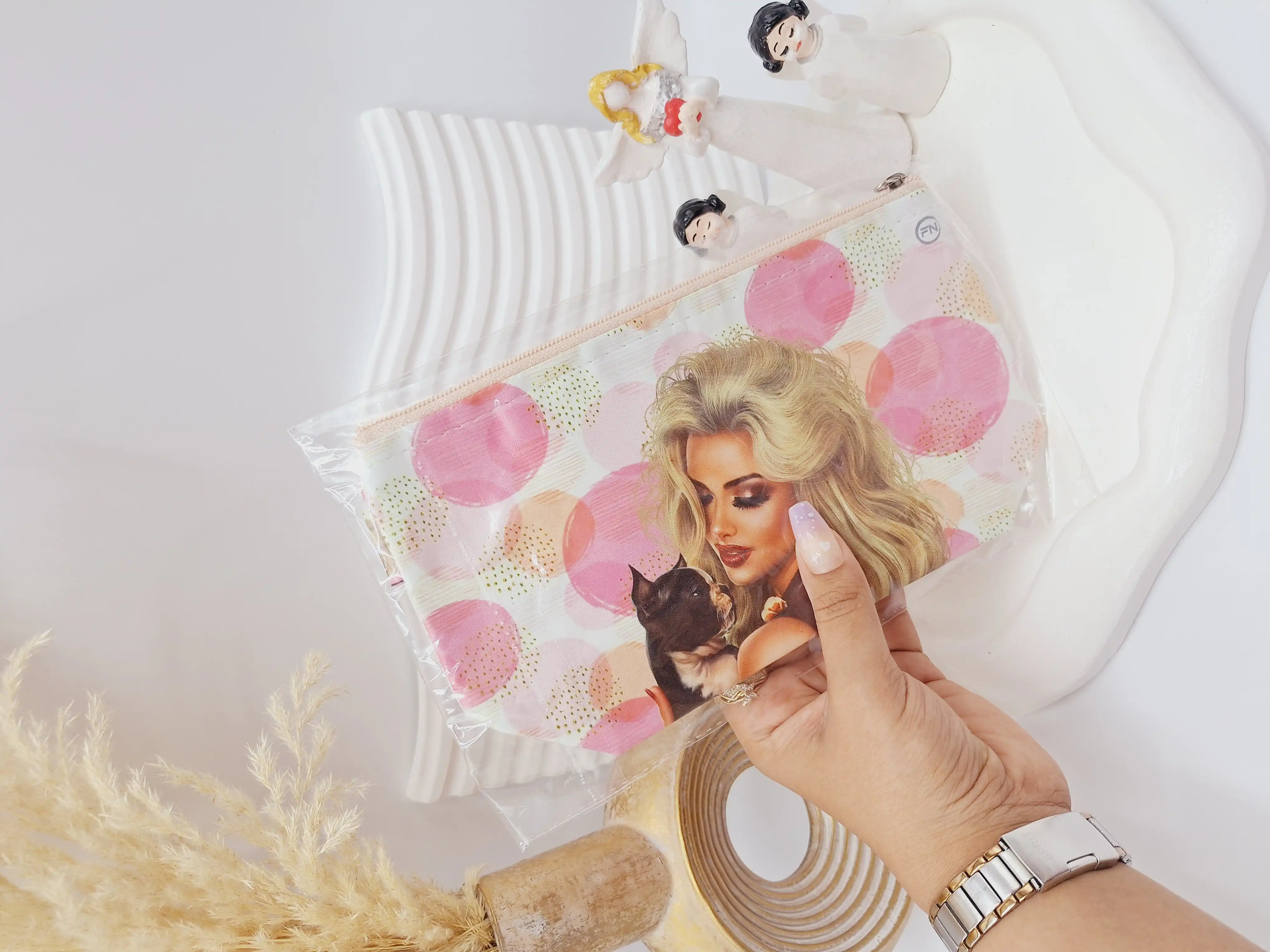 کیف لوازم آرایش زنانه چرم مصنوعی طرح های جذاب ارسال رندم