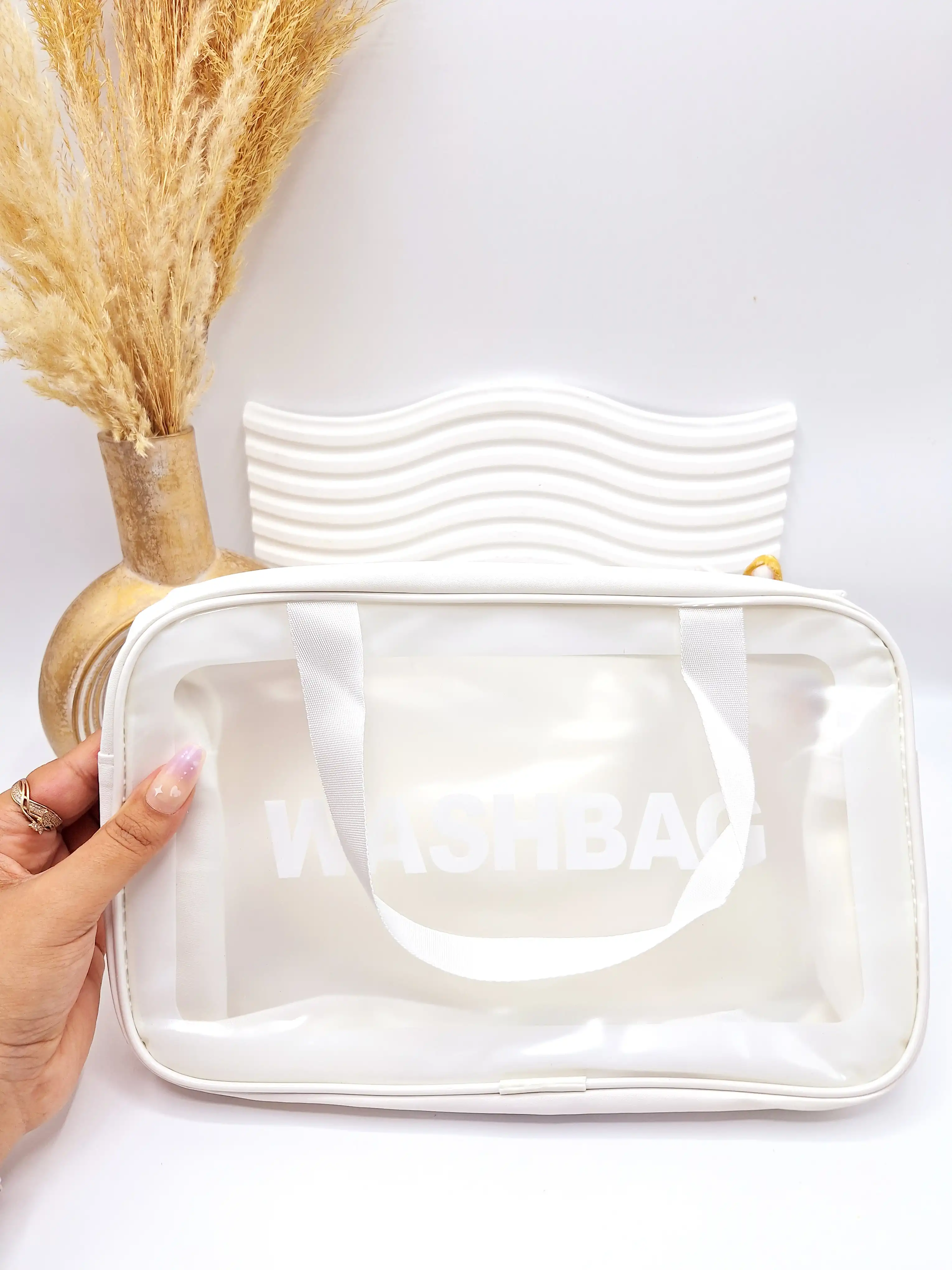 کیف آرایشی واشبگ WASHBAG سایز بزرگ مستطیلی (رنگ سفید)