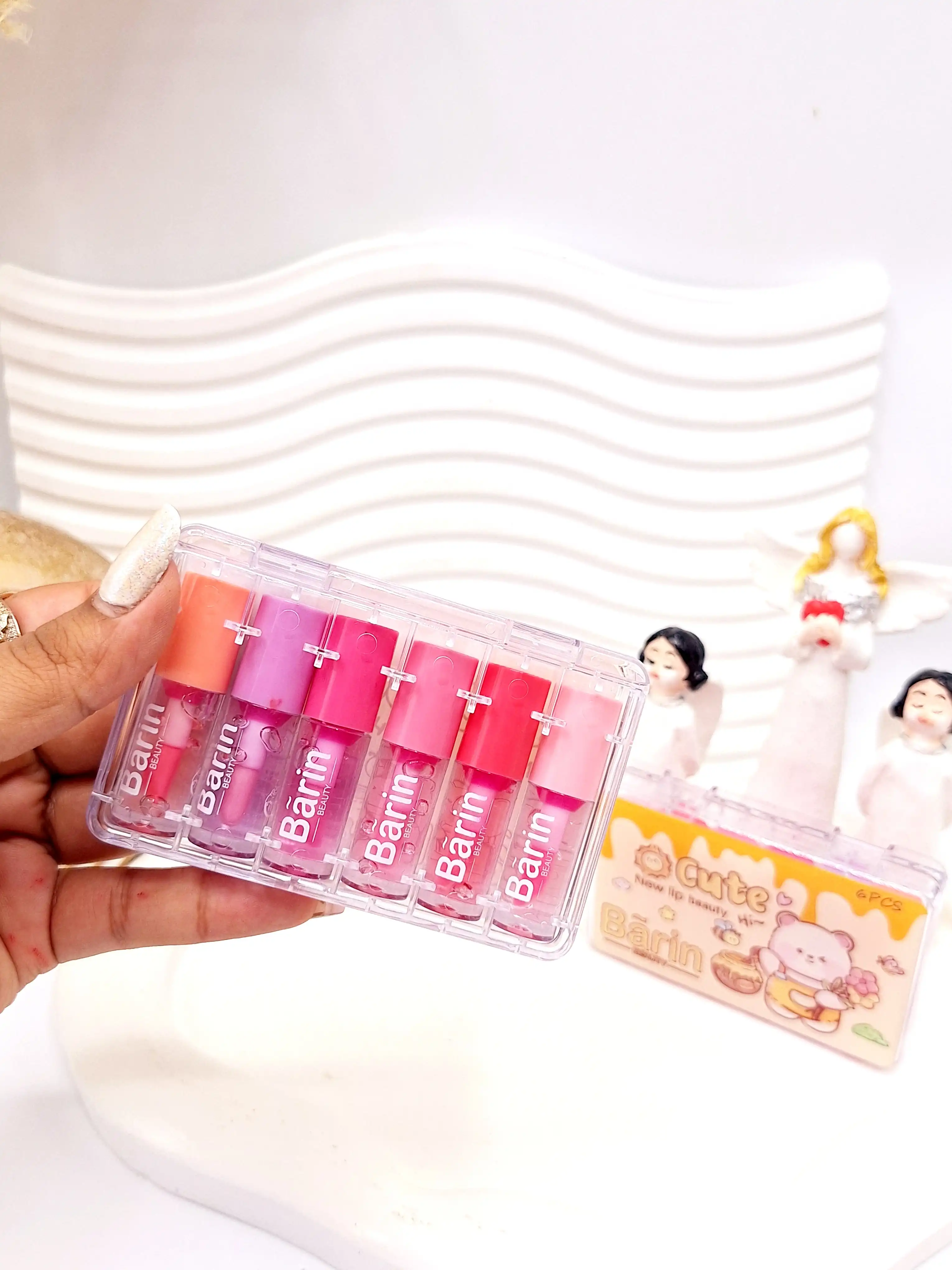 باکس 6 تایی لیپ گلاس طرح خرس برند Barin کد 1023