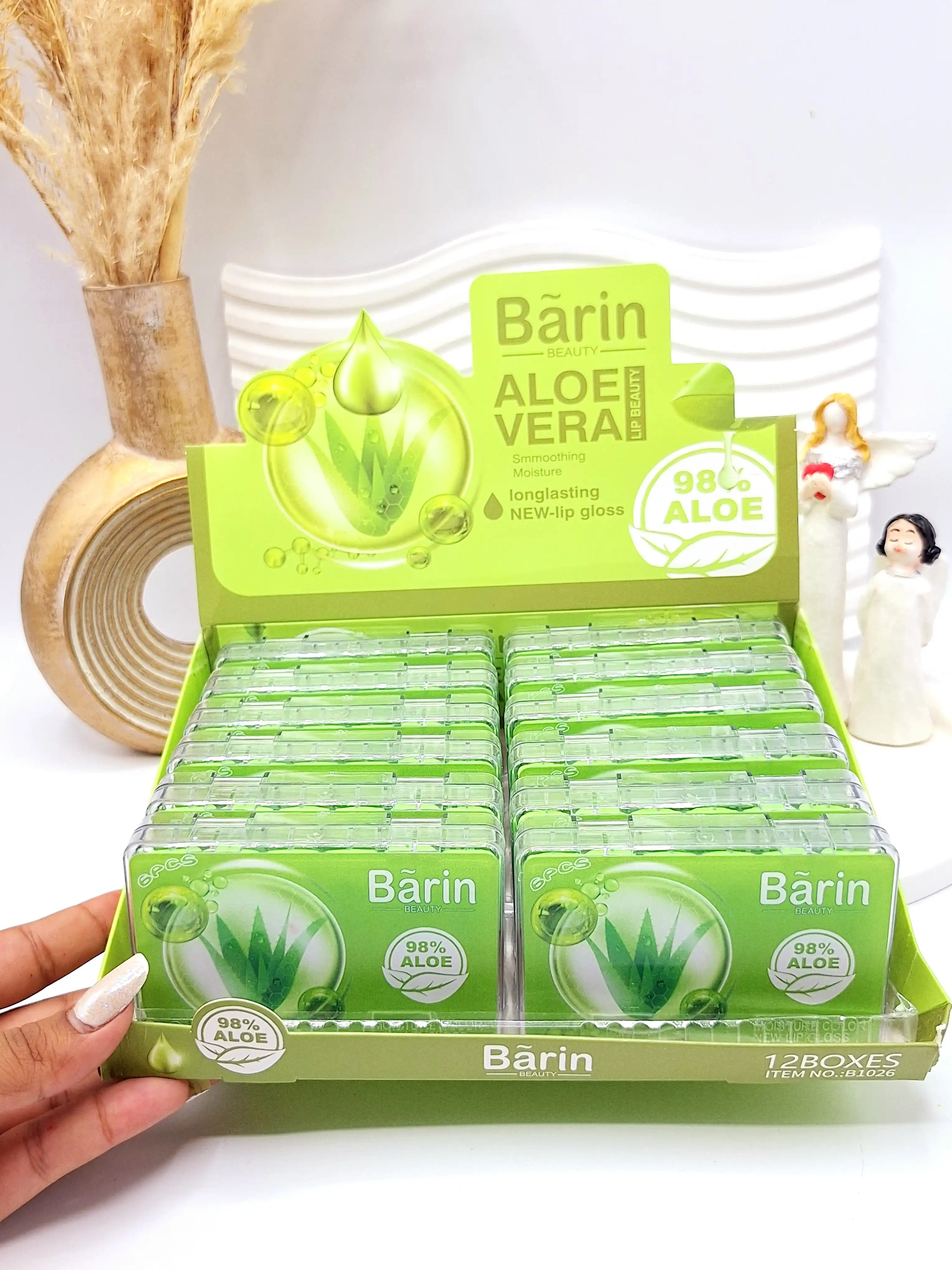 باکس 6 تایی لیپ گلاس رایحه آلوئه ورا برند Barin کد 1026